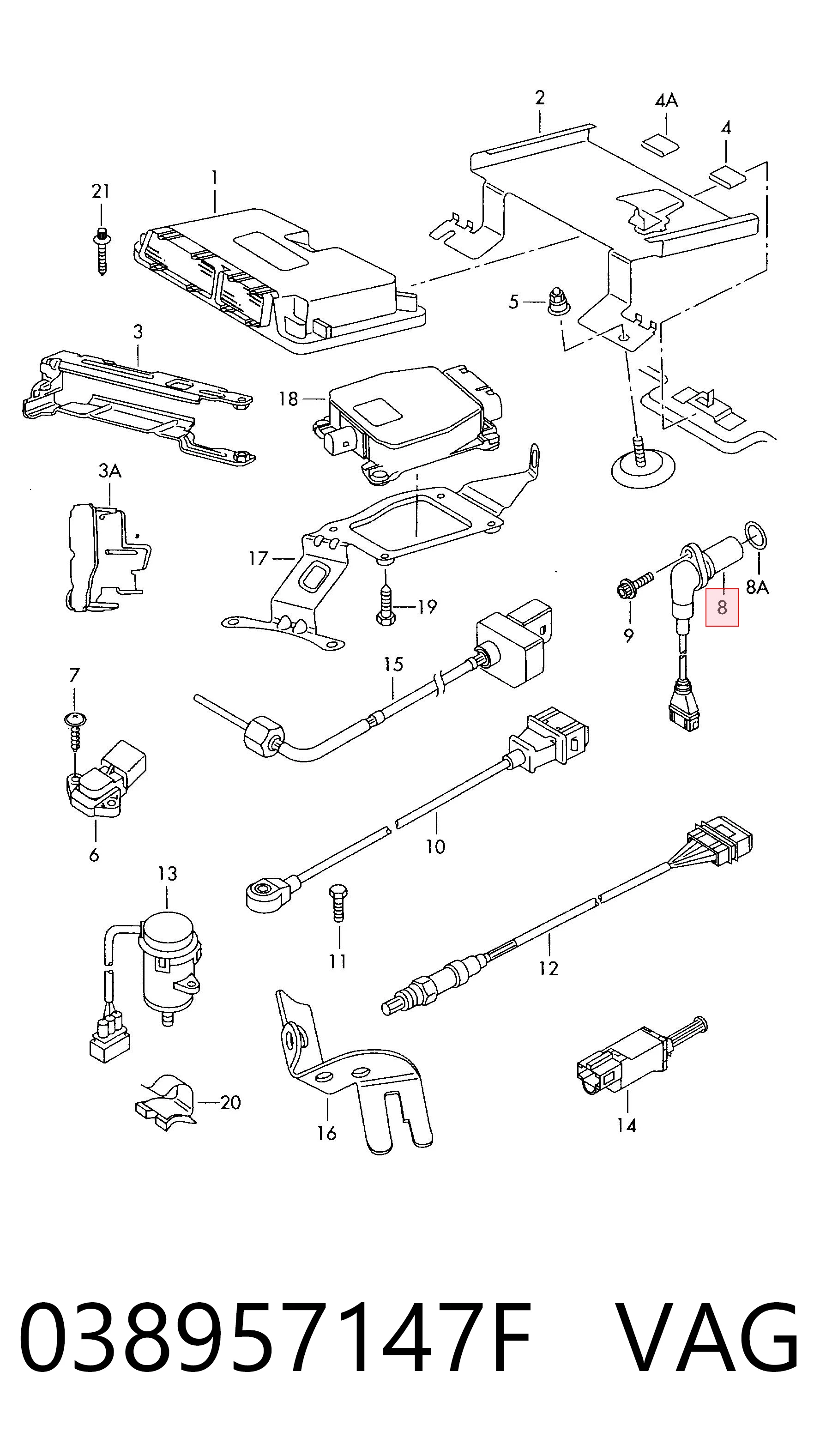 038957147F VAG Sensor de posição (de revoluções) de cambota