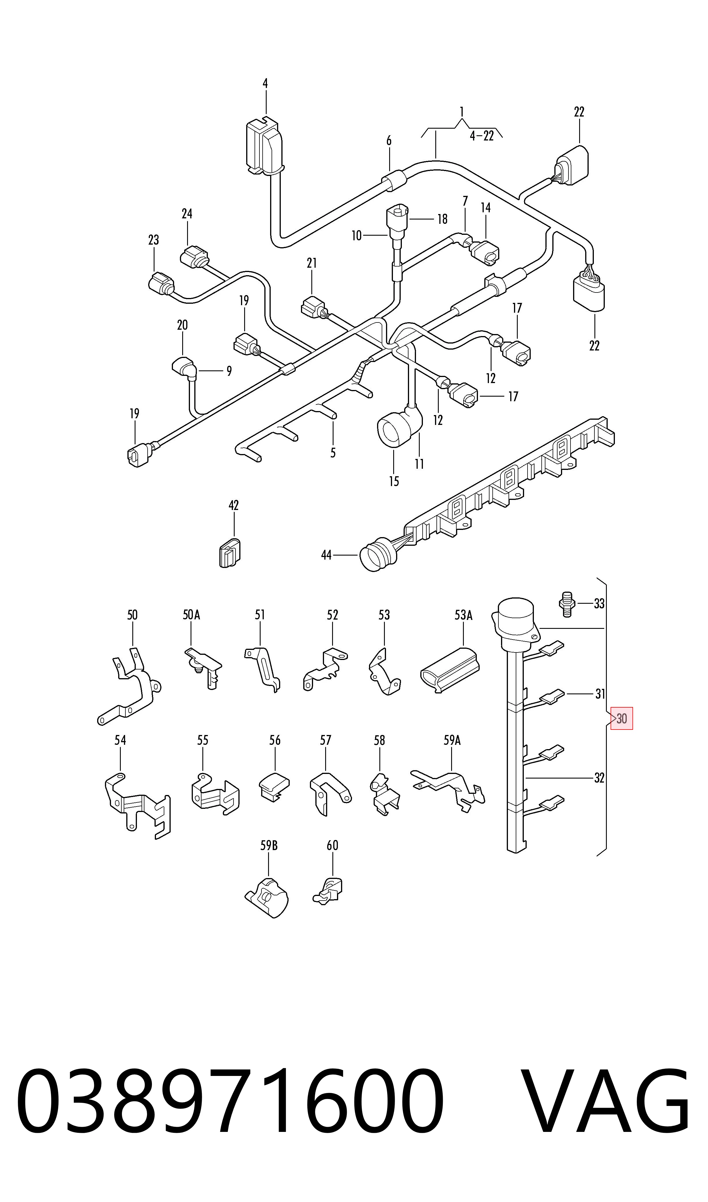Cabo (adaptador) do injetor VAG 038971600 preço, a partir de 55,96 USD