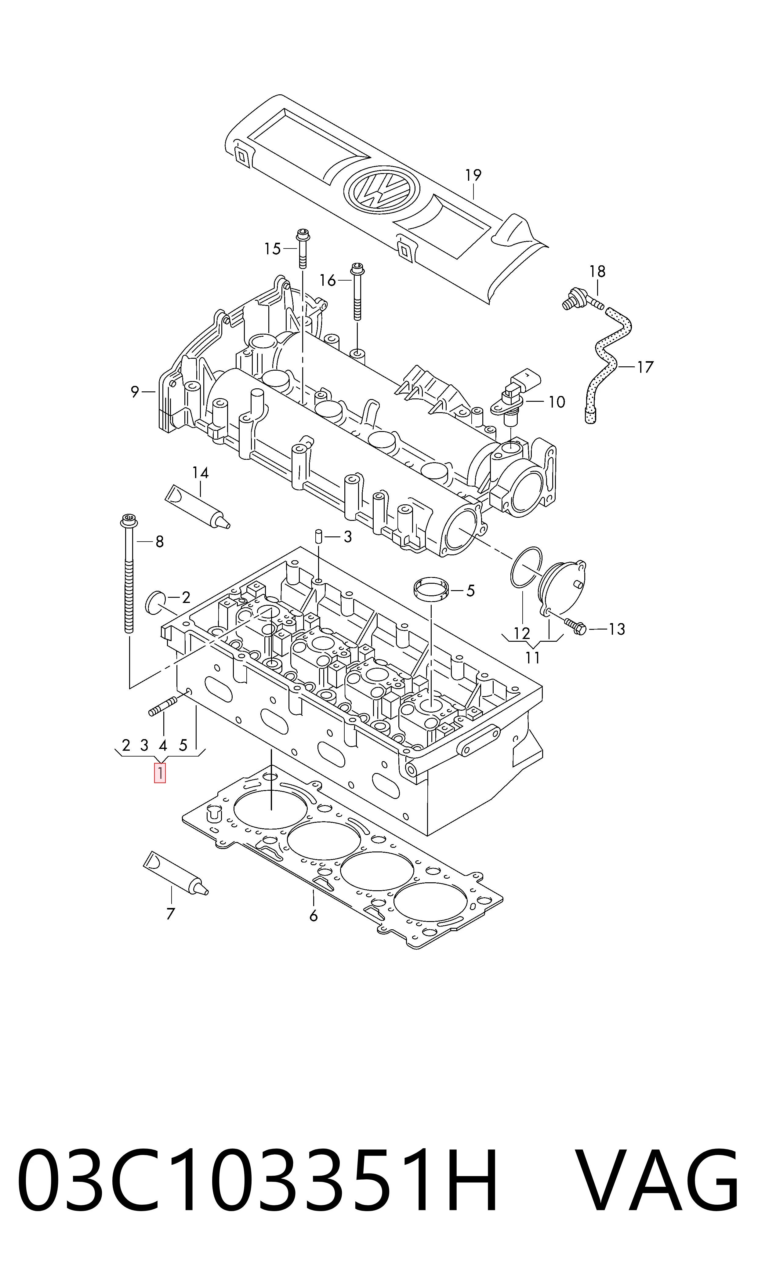 03C103351H VAG Cabeça de motor (CBC)