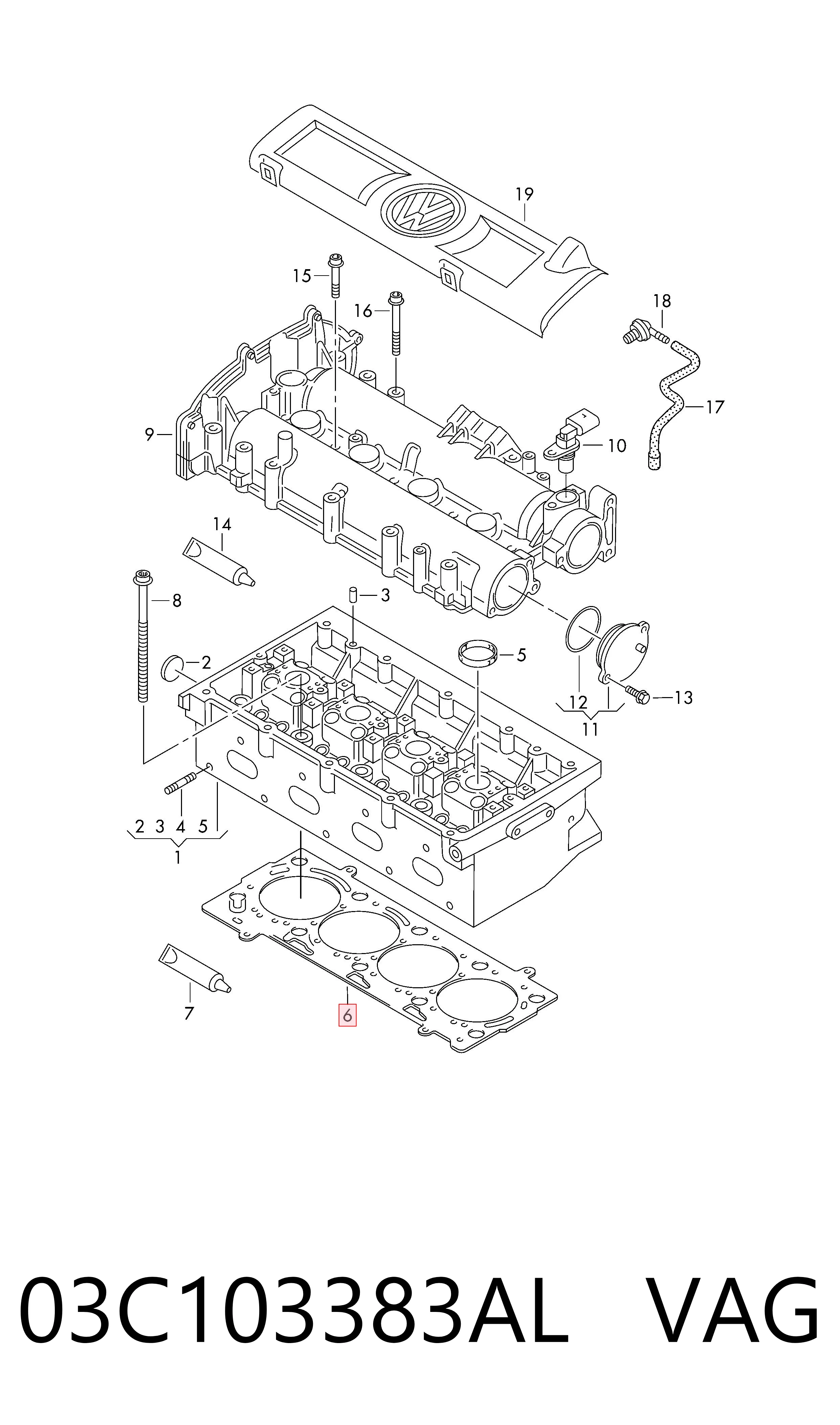 Compre 03C103383AL VAG Vedante de cabeça de motor (CBC)