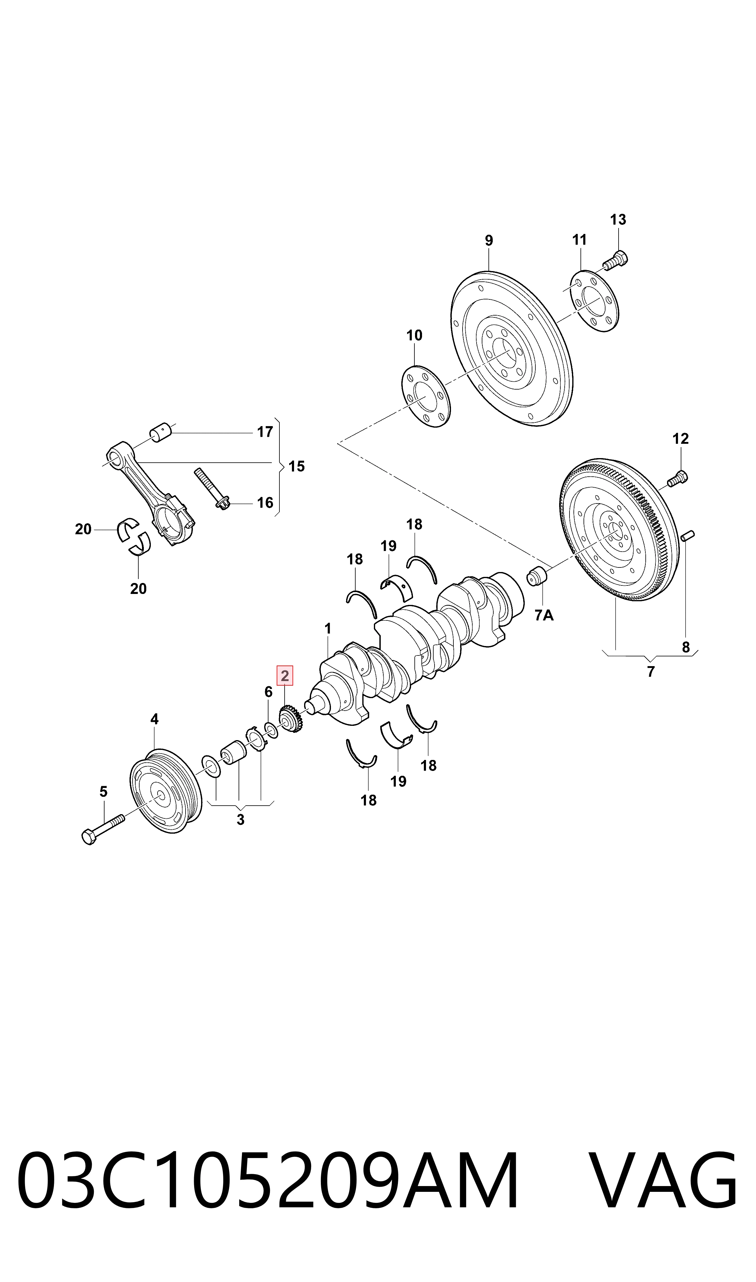 Engrenagem de cadeia da roda dentada de acionamento de cambota de motor Seat Ibiza IV 6J5, 6P1 ao melhor preço