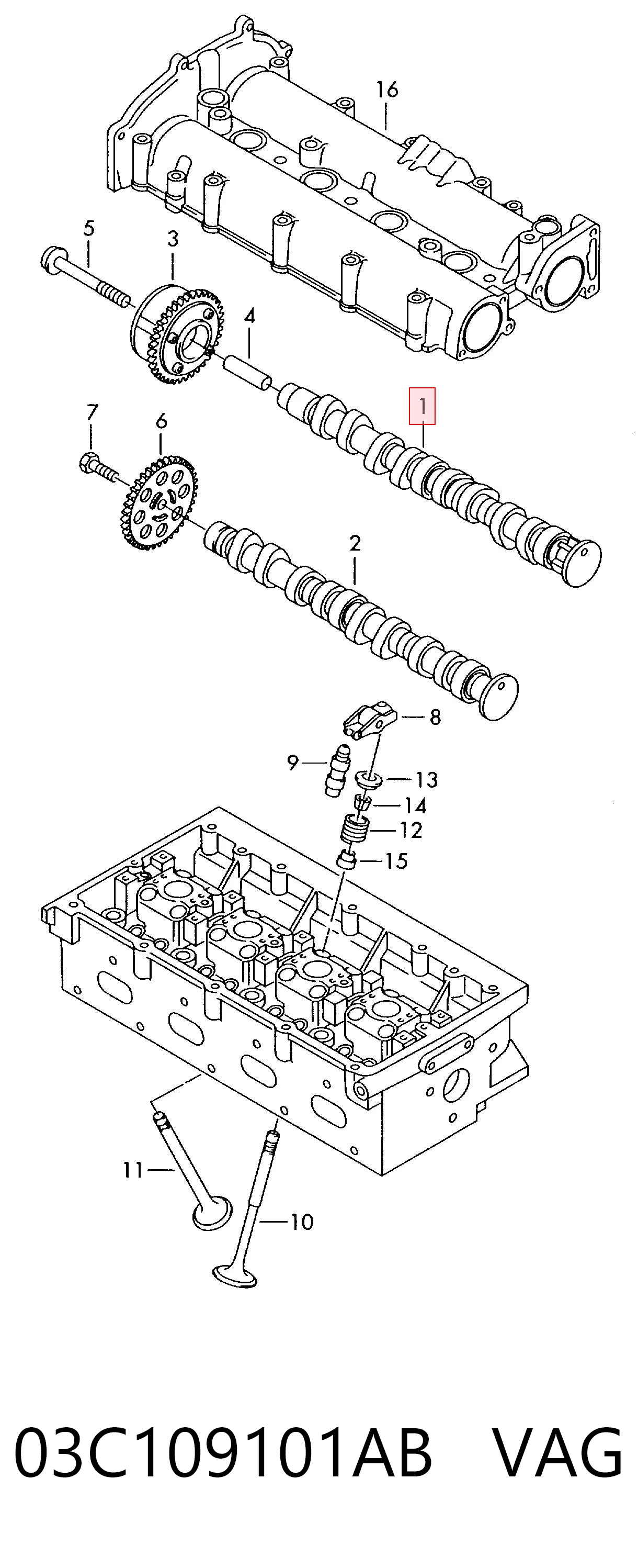 03C109101AB VAG Árvore distribuidora de motor de admissão