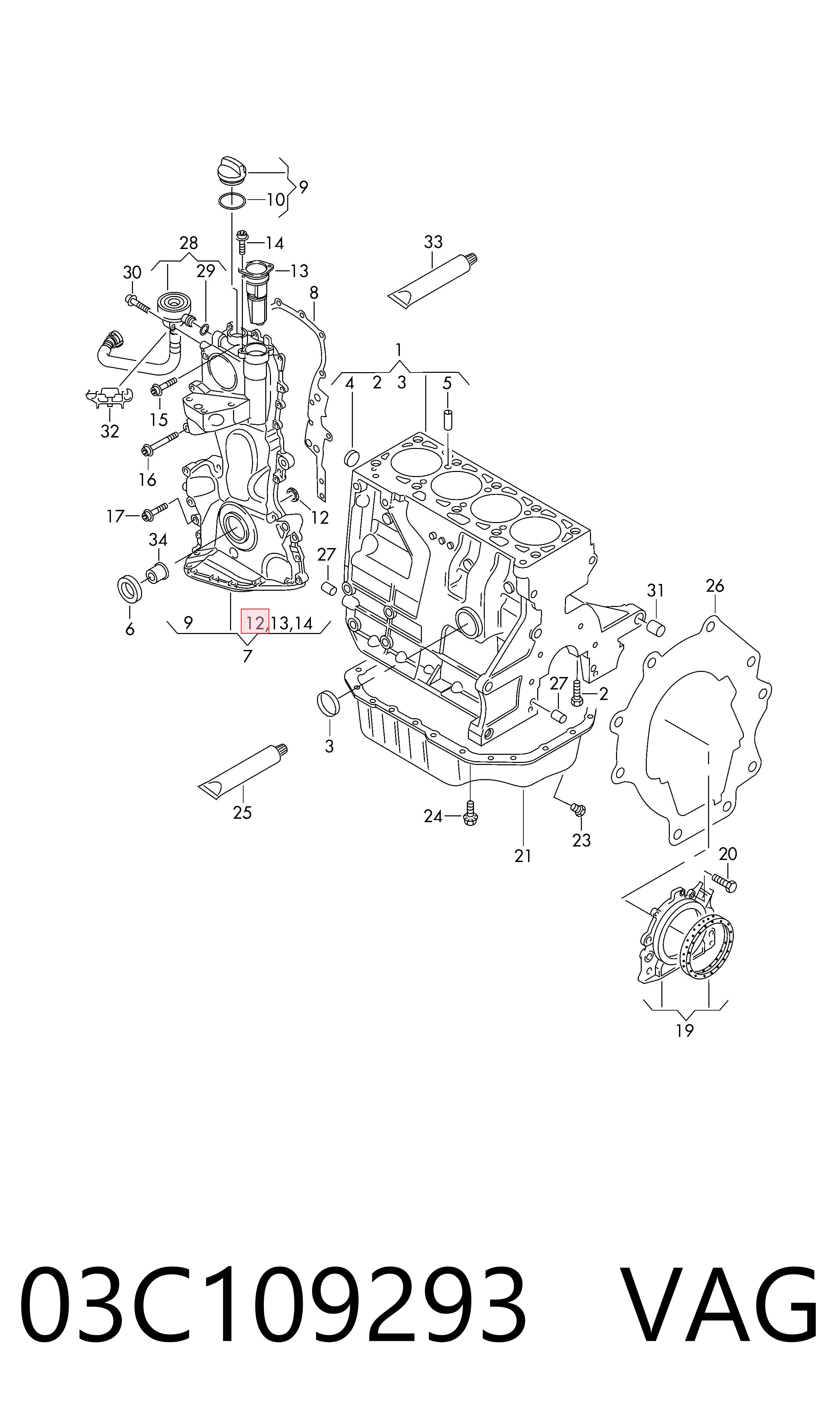 Vedante de tampa dianteira de motor VAG 03C109293 preço, a partir de 1,66 USD