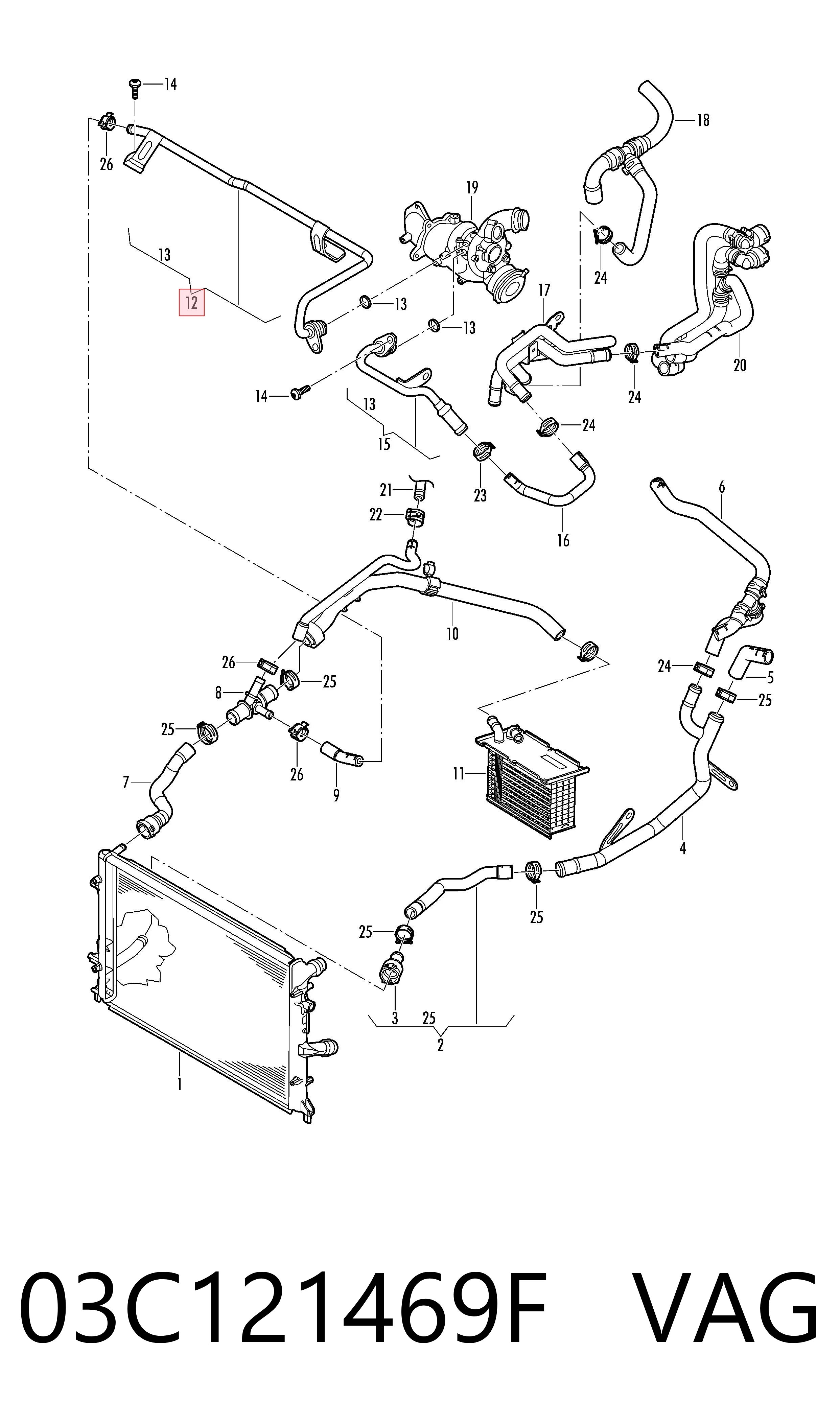 Mangueira (cano derivado) de esfriamento por líquido de turbina, linha de combustível de retorno VAG 03C121469F preço, a partir de 31,82 USD