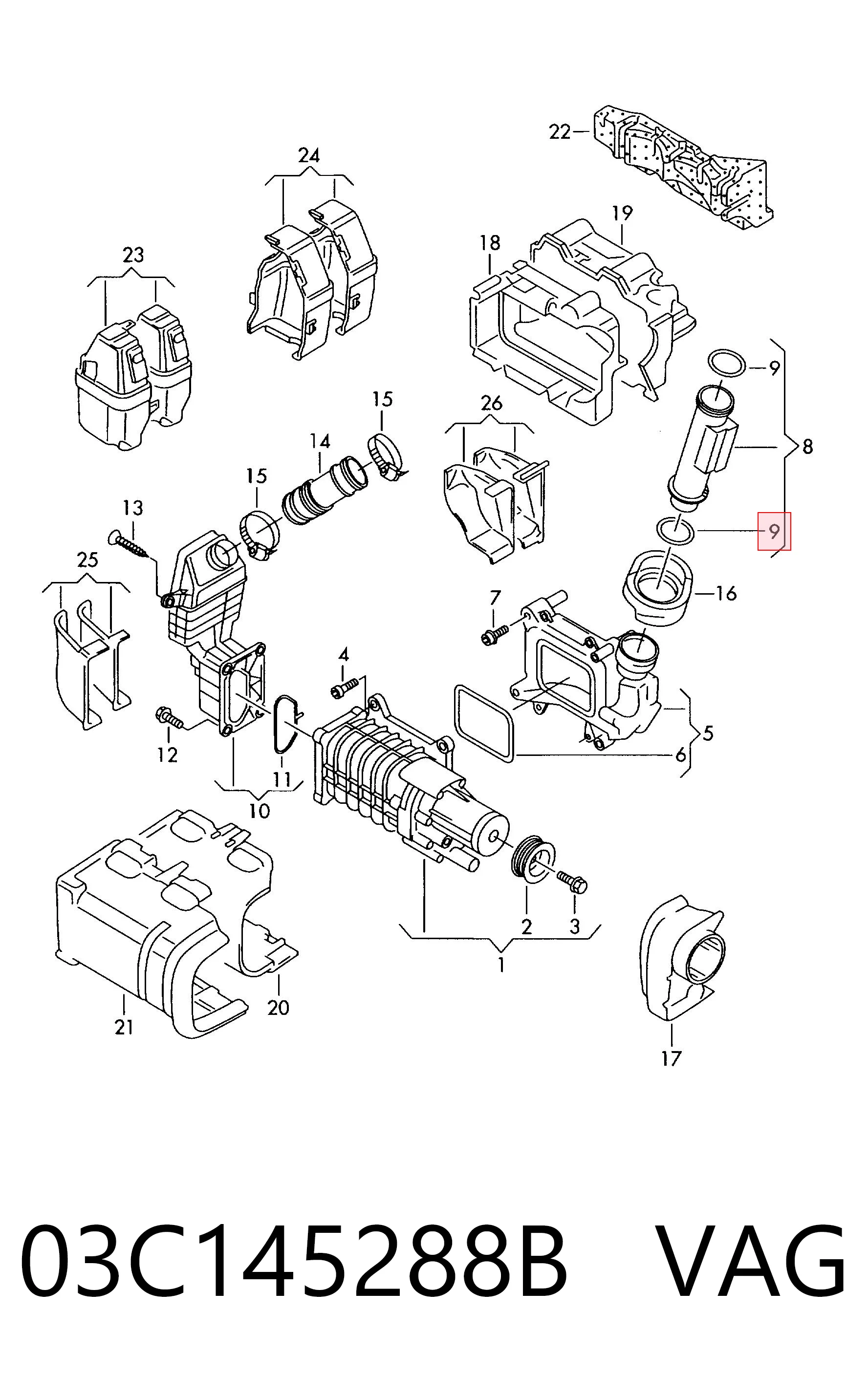Vedante anular de mangueira do compressor de injeção VAG 03C145288B preço, a partir de 10,91 USD