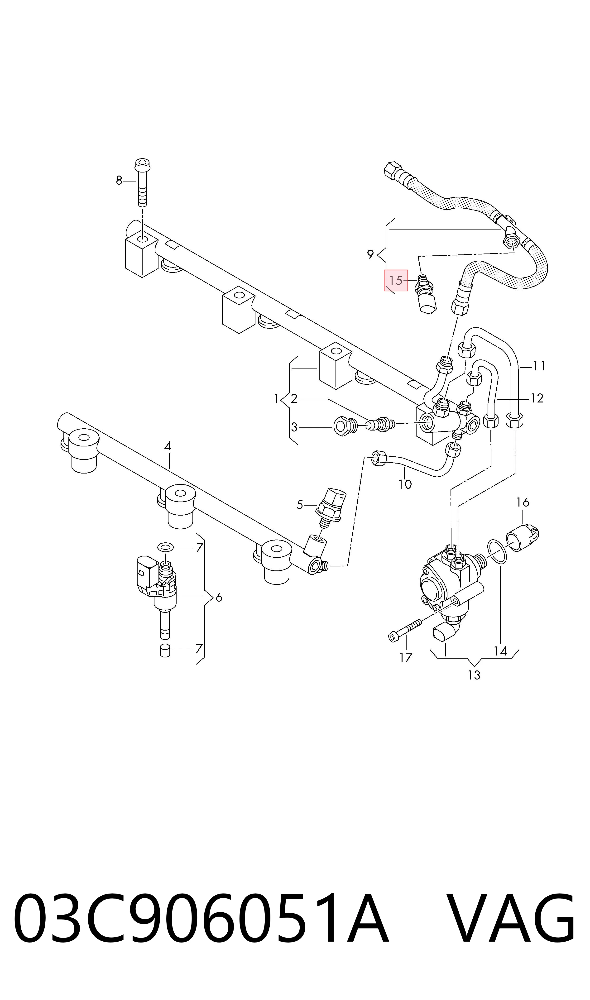 03C906051A VAG Sensor de pressão de combustível