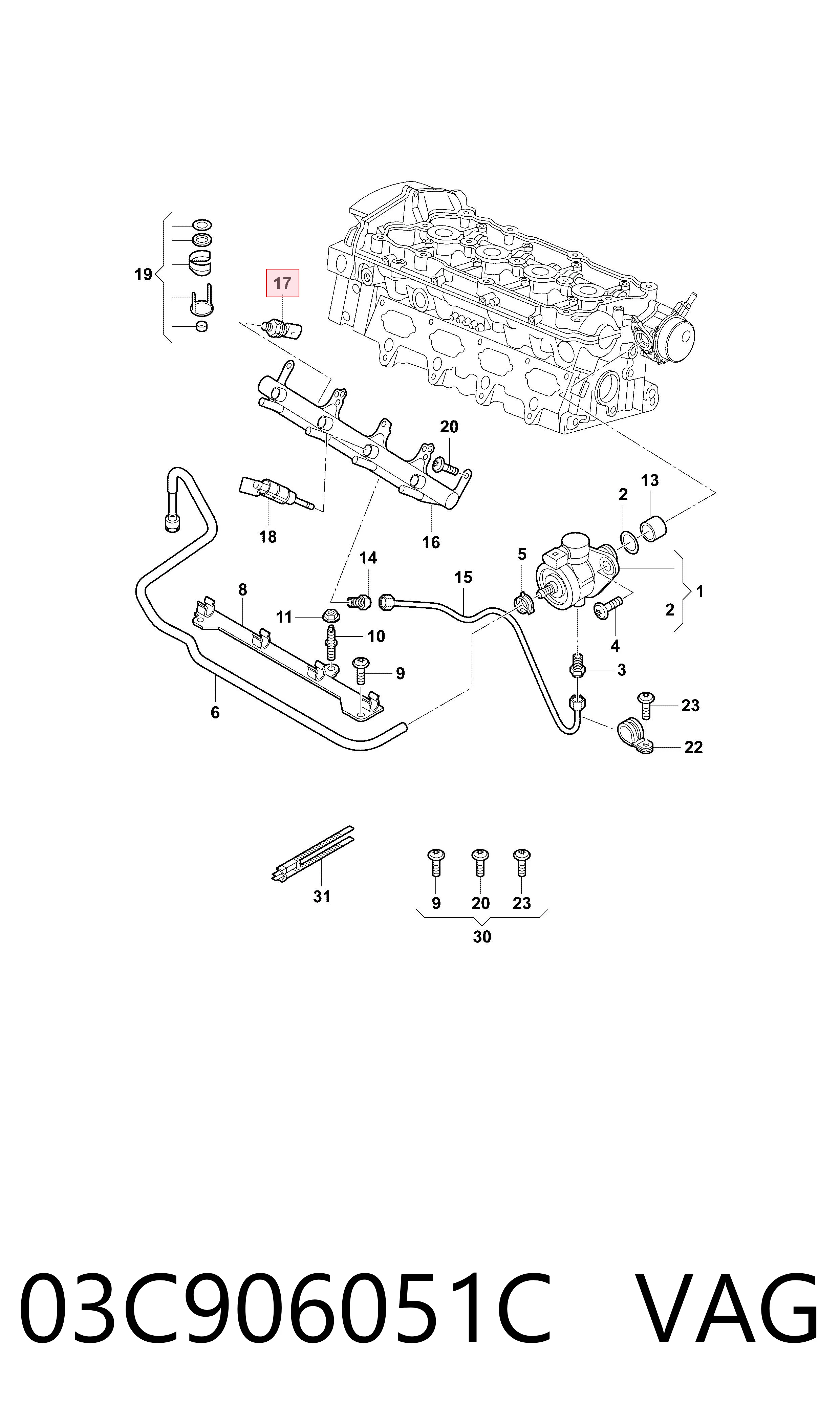 03C906051C VAG Sensor de pressão de combustível