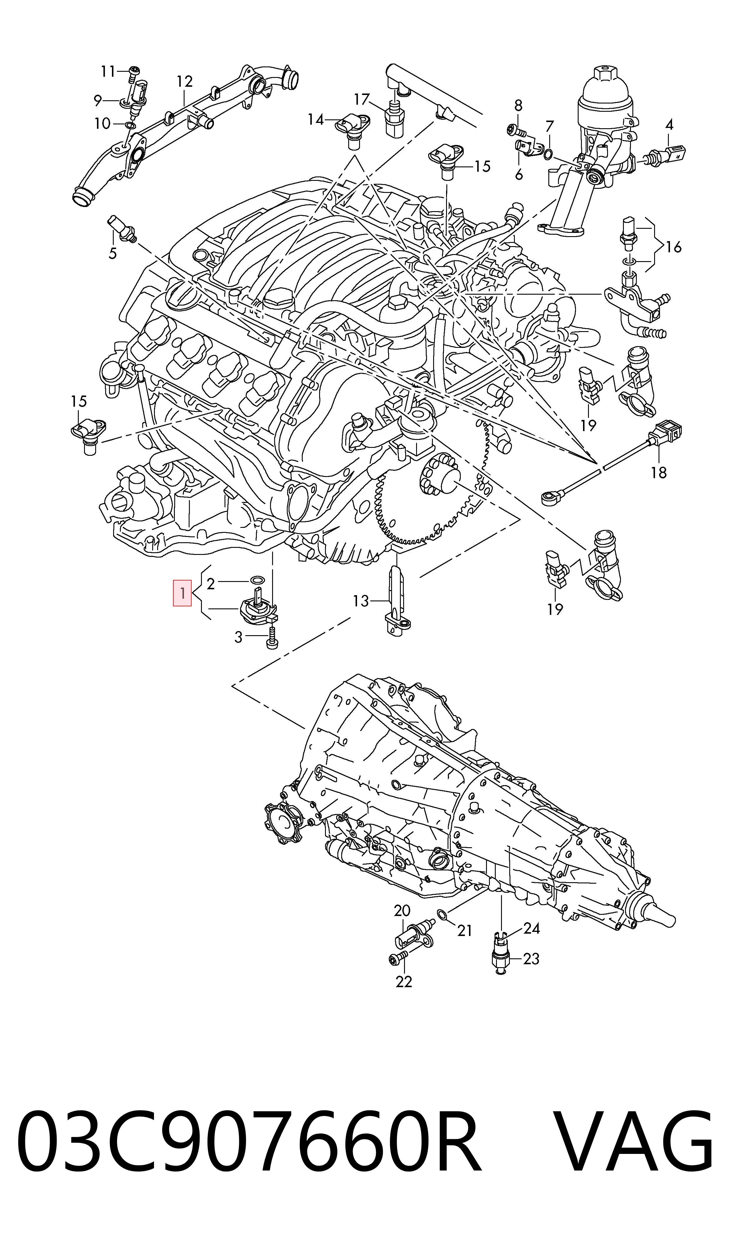 03C907660R VAG Sensor do nível de óleo de motor