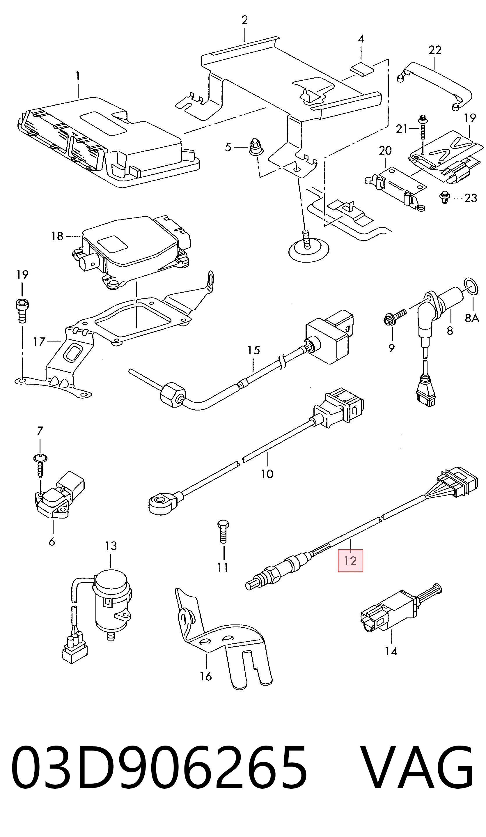 03D906265 VAG Sonda lambda, sensor de oxigênio até o catalisador