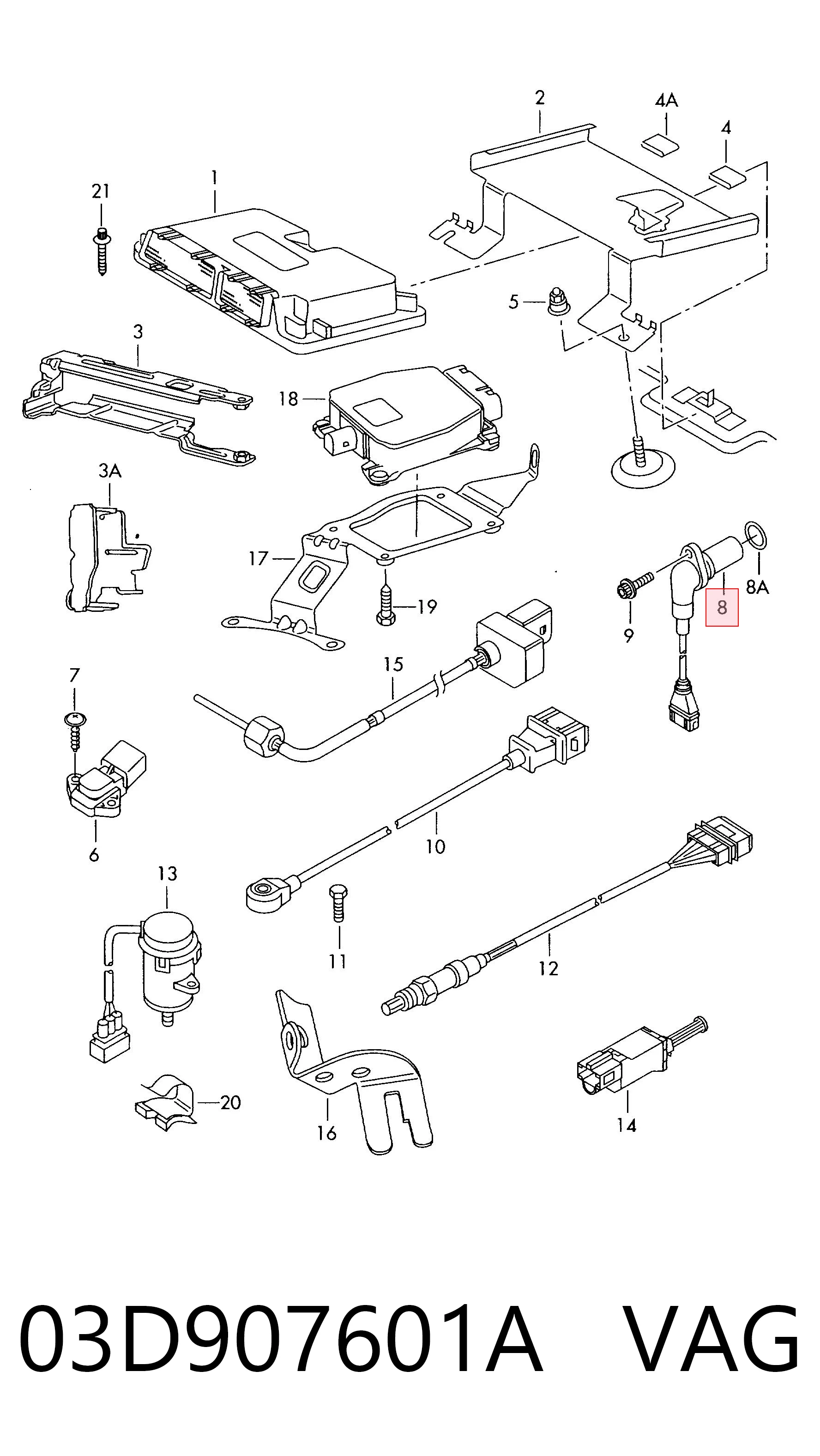 Sensor de posição da árvore distribuidora VAG 03D907601A preço, a partir de 40,12 USD