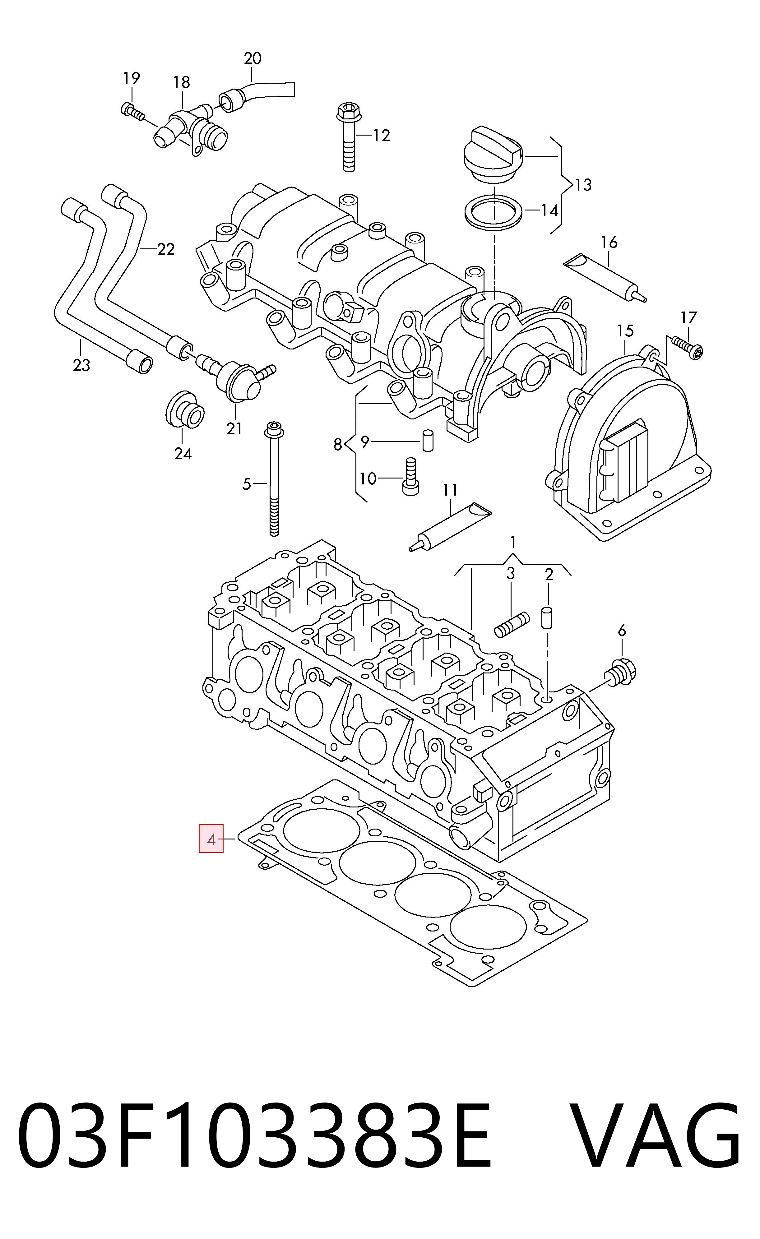 Compre 03F103383E VAG Vedante de cabeça de motor (CBC)