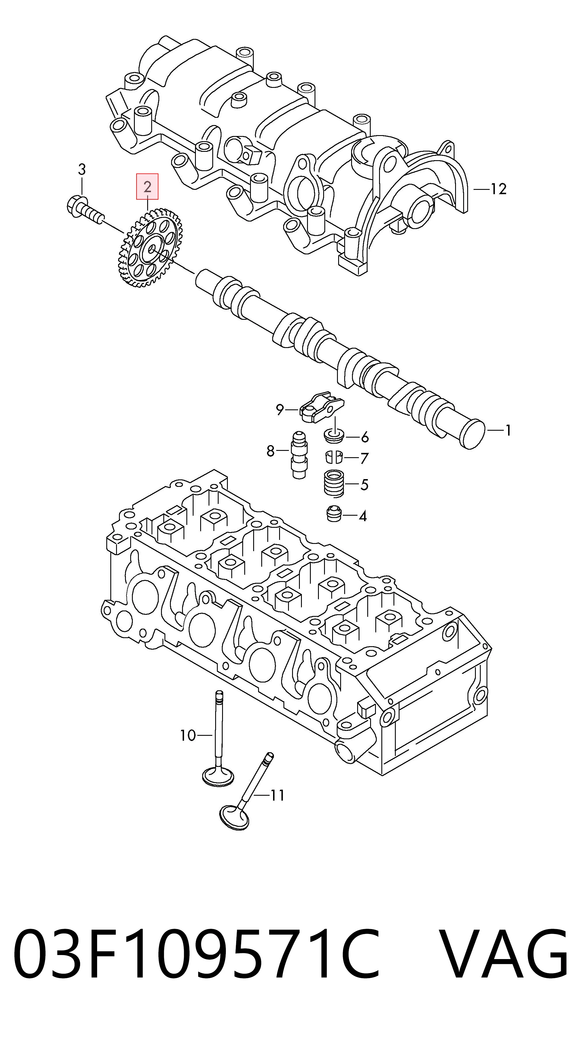 Engrenagem de cadeia da roda dentada da árvore distribuidora de motor VAG 03F109571C preço, a partir de 18,99 USD