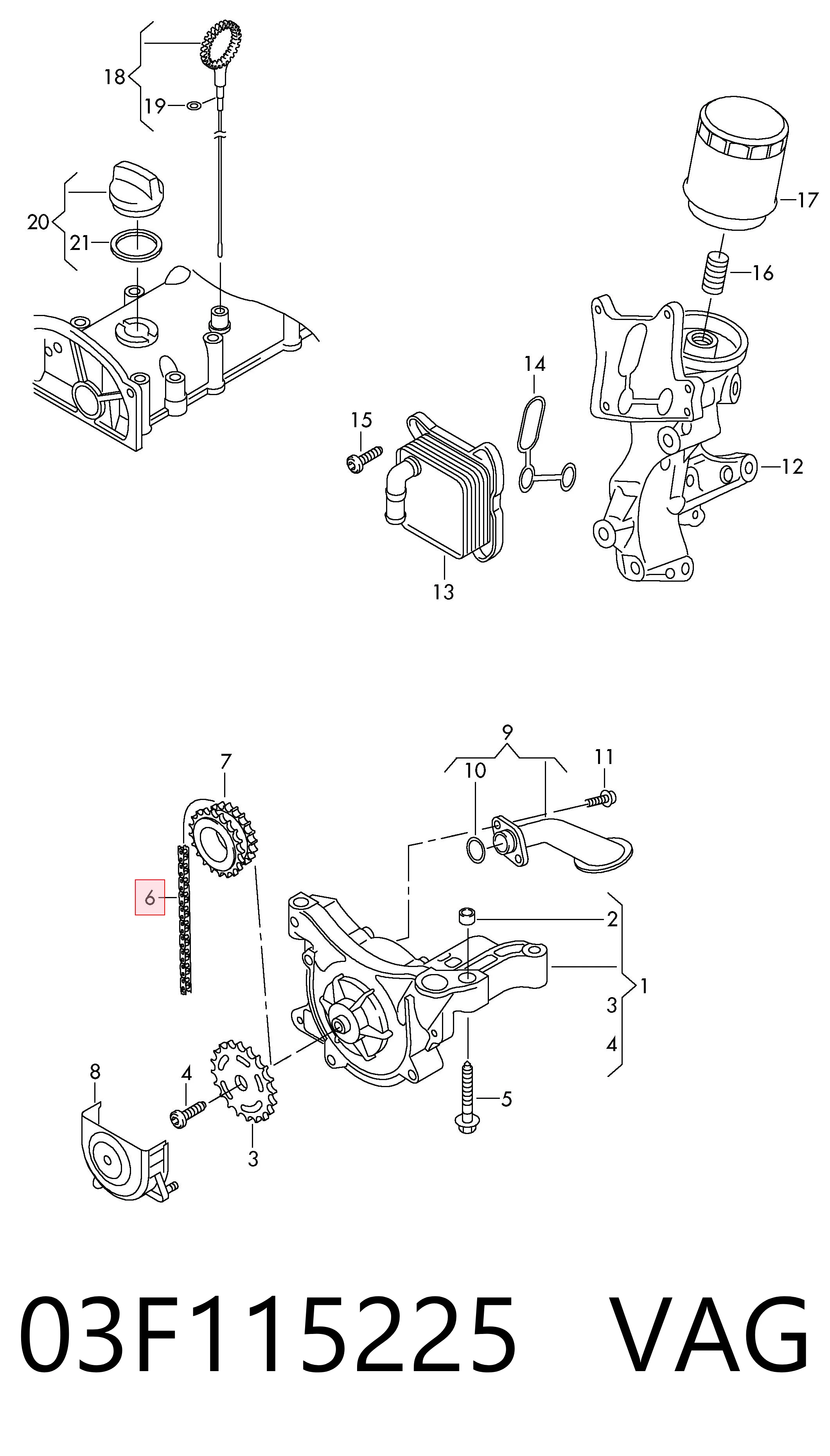 Compre 03F115225 VAG Cadeia de bomba de óleo
