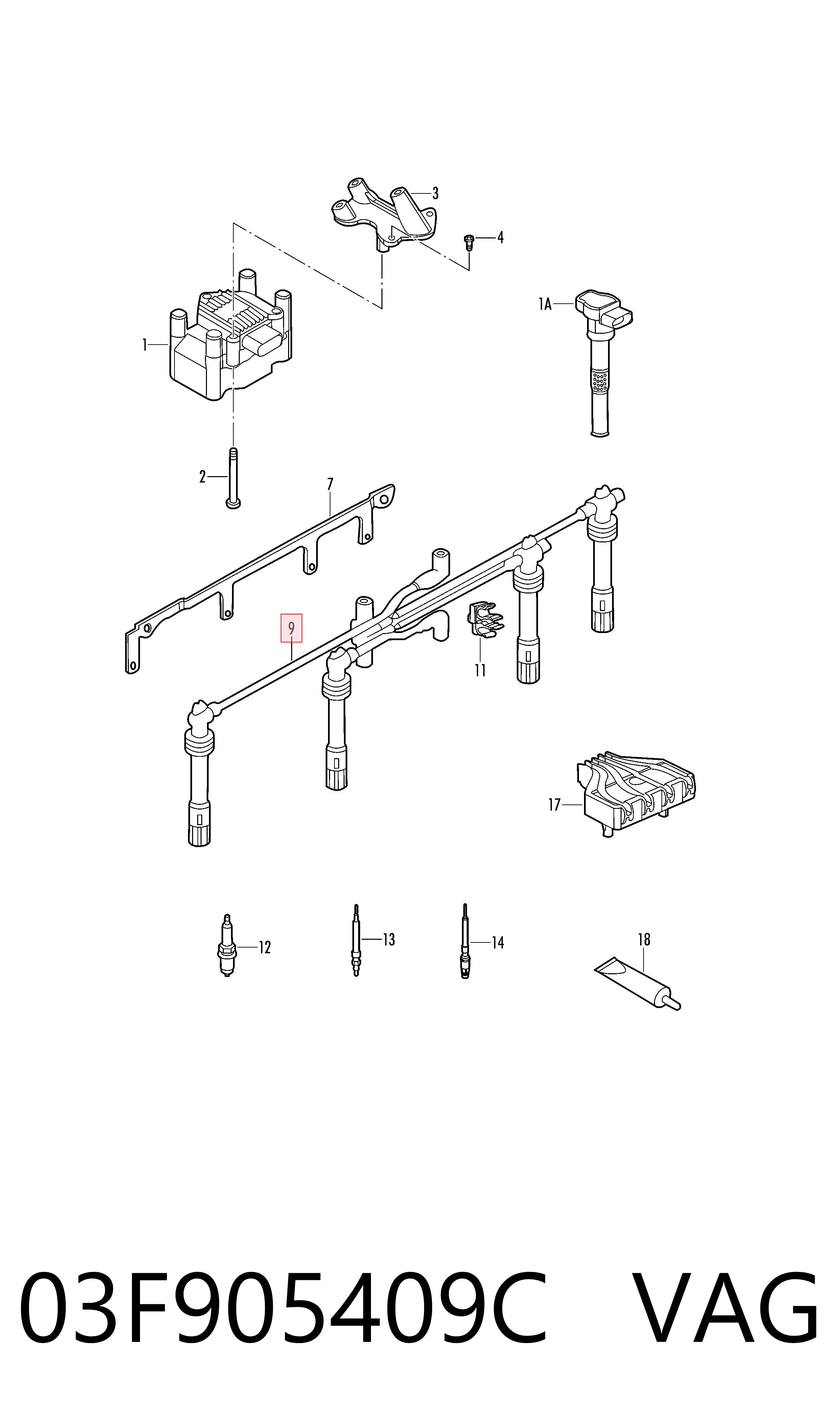 Fios de alta voltagem, kit VAG 03F905409C preço, a partir de 82,73 USD