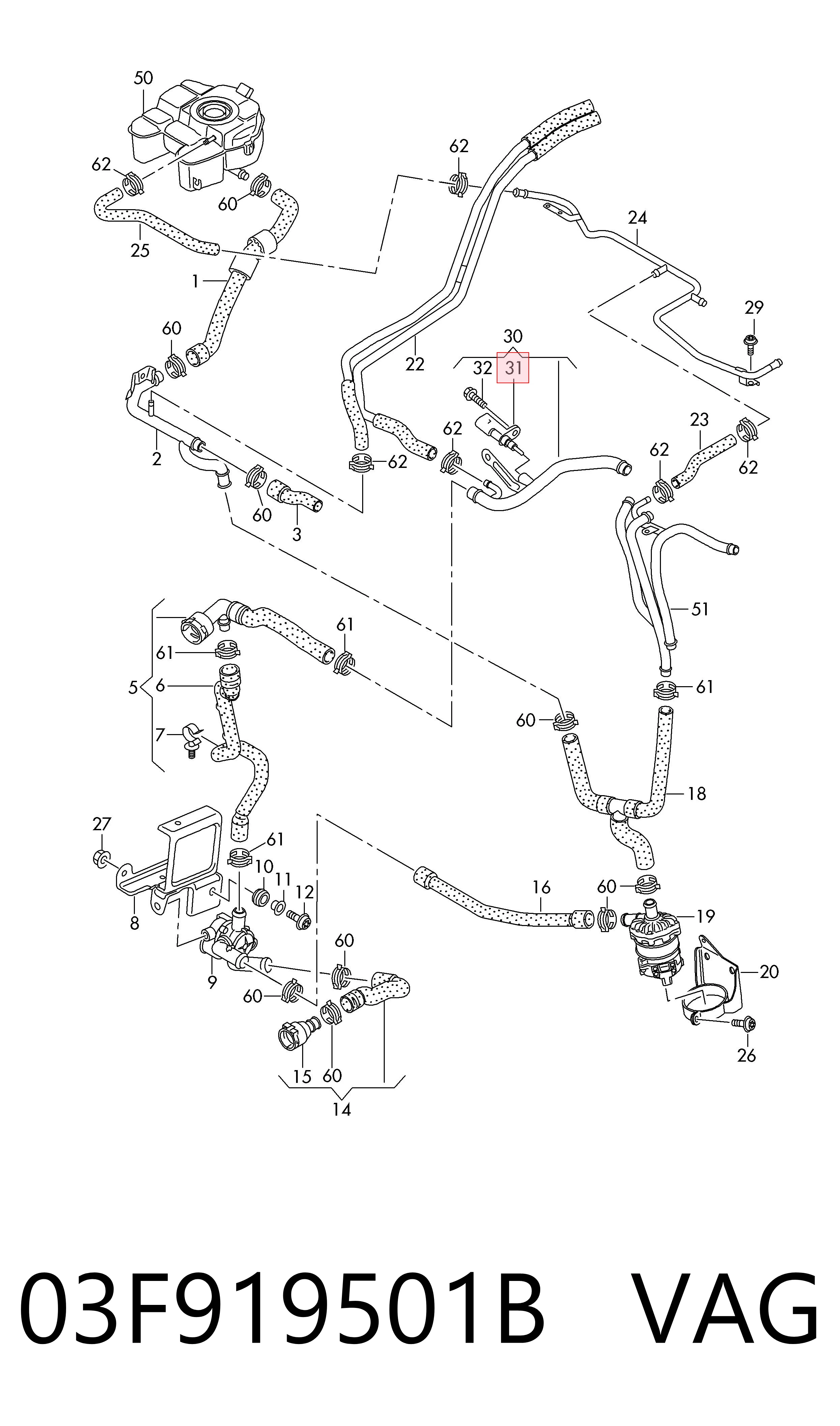 03F919501B VAG Sensor de temperatura do fluido de esfriamento (de ativação de ventilador do radiador)