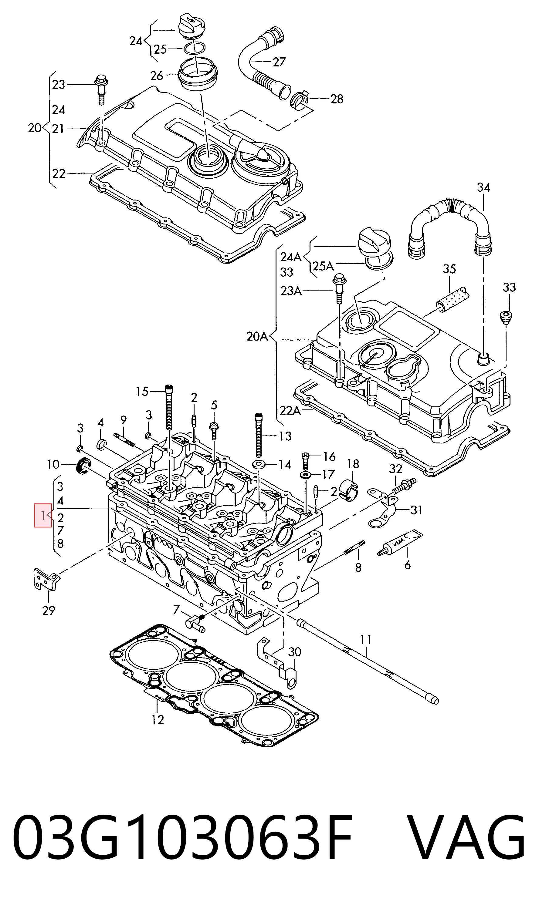 03G103063F VAG Cabeça de motor (CBC)