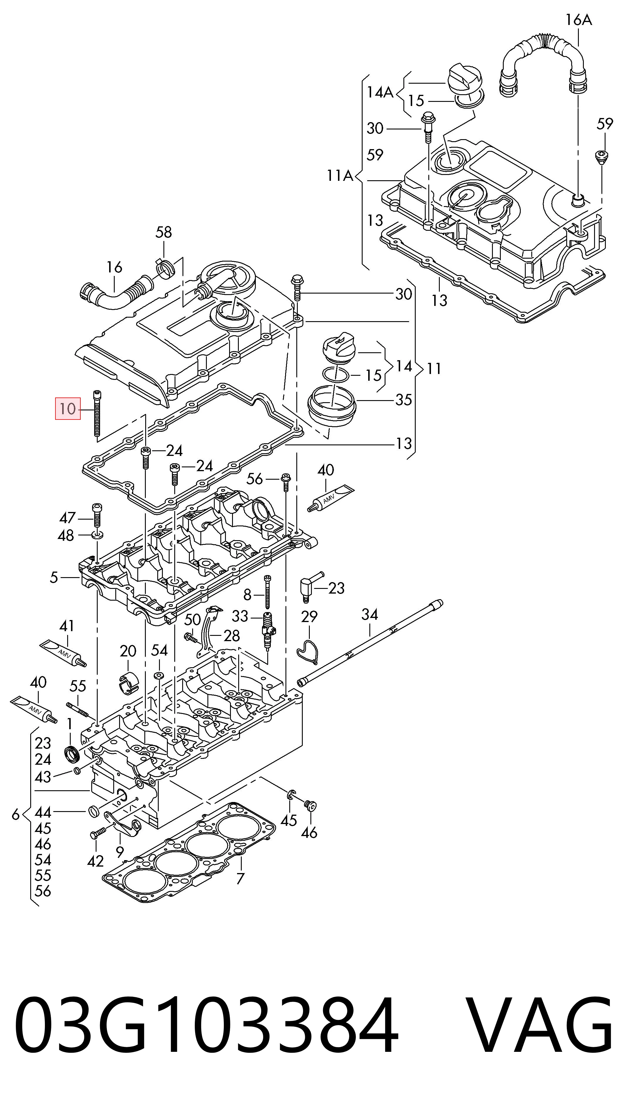 03G103384 VAG Parafuso de cabeça de motor (CBC)