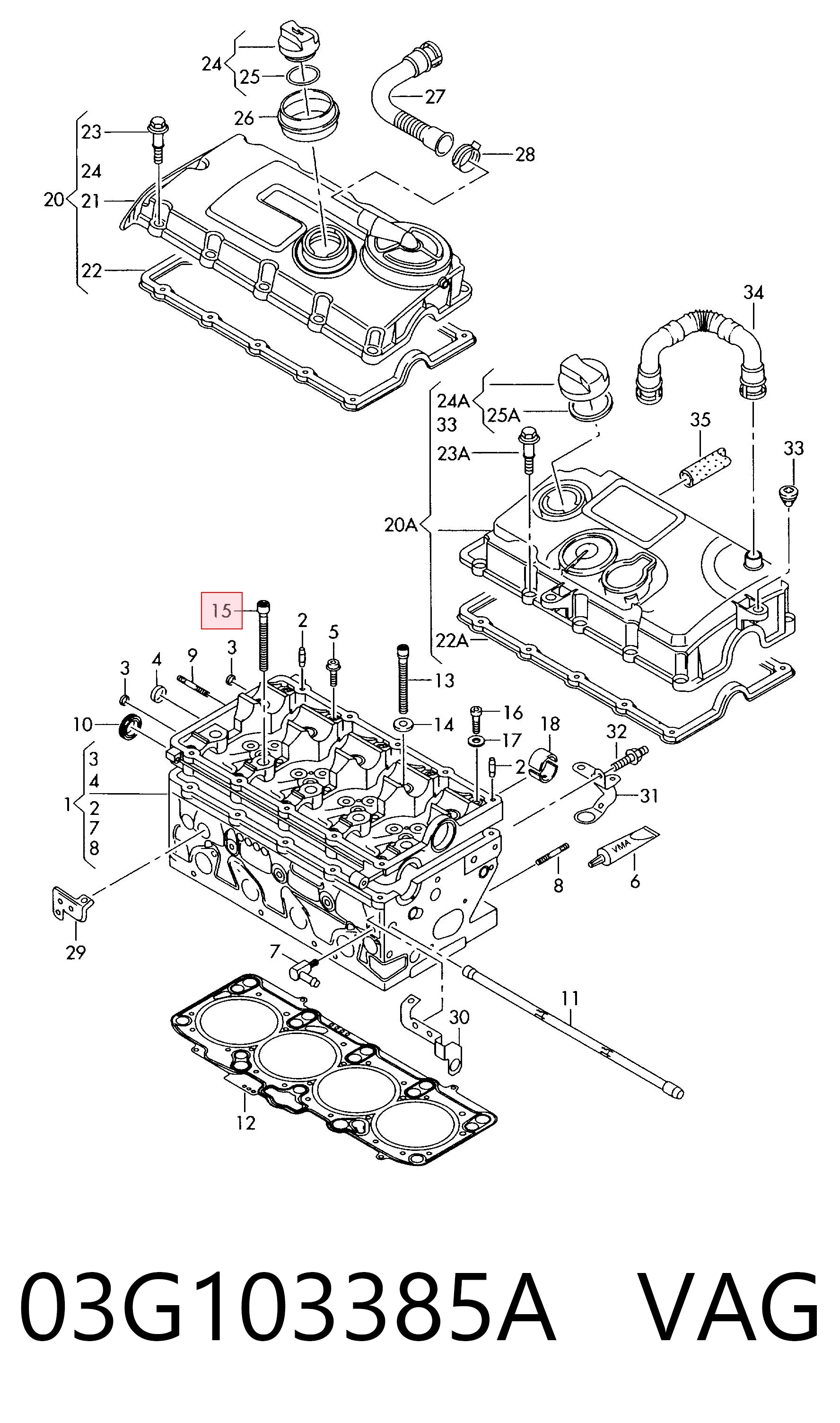 03G103385A VAG Parafuso de fixação do injetor