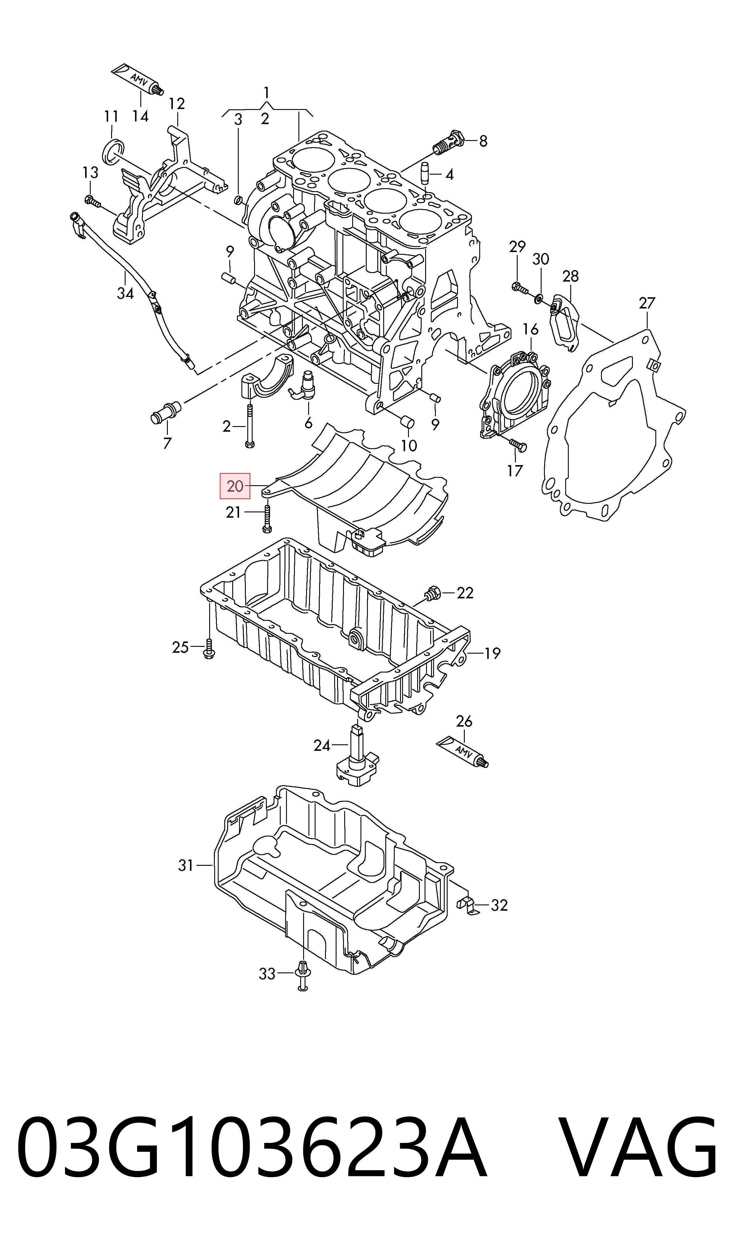03G103623A VAG Defletor de óleo de panela de motor