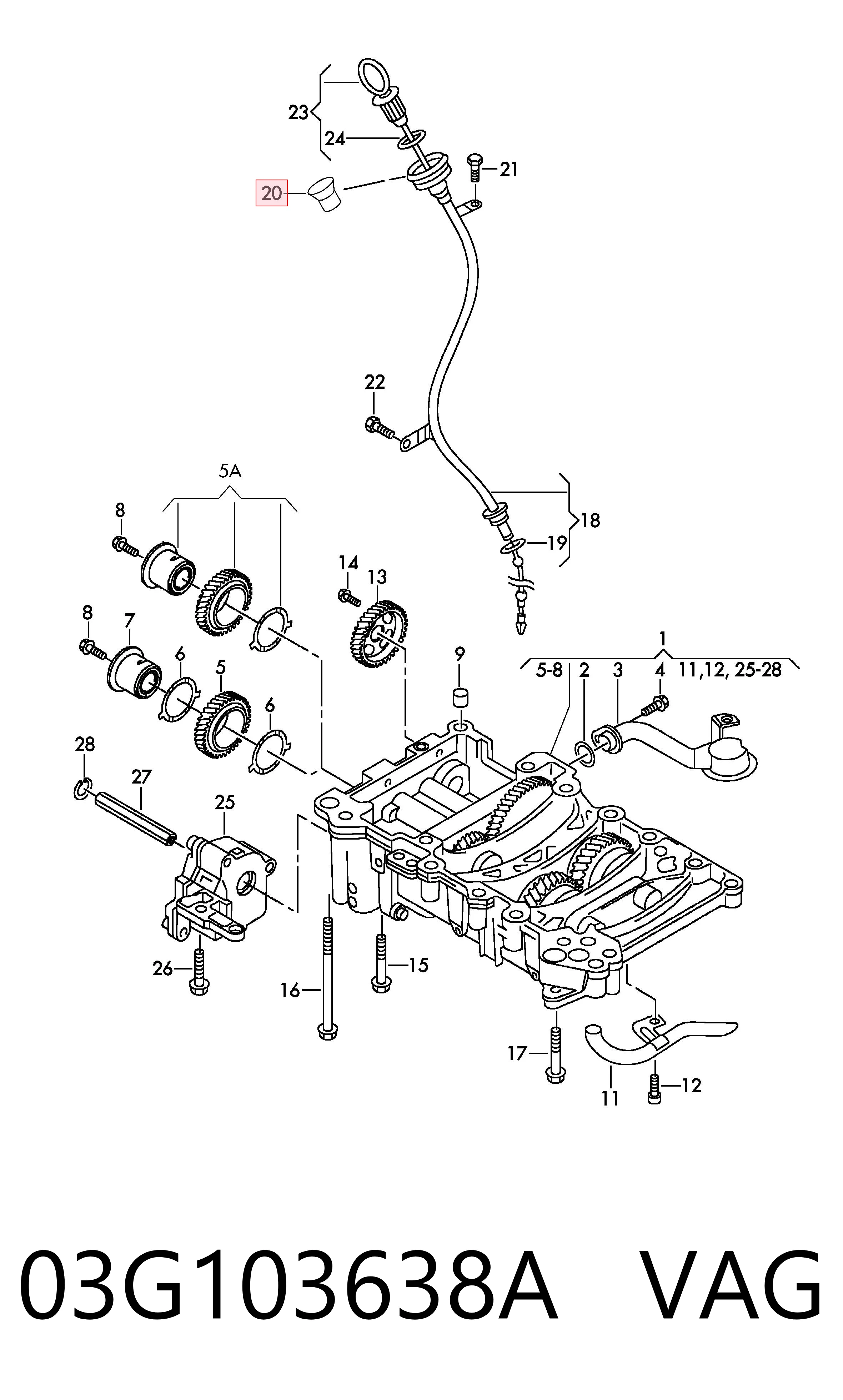 03G103638A VAG Coxim de tampa decorativa de motor