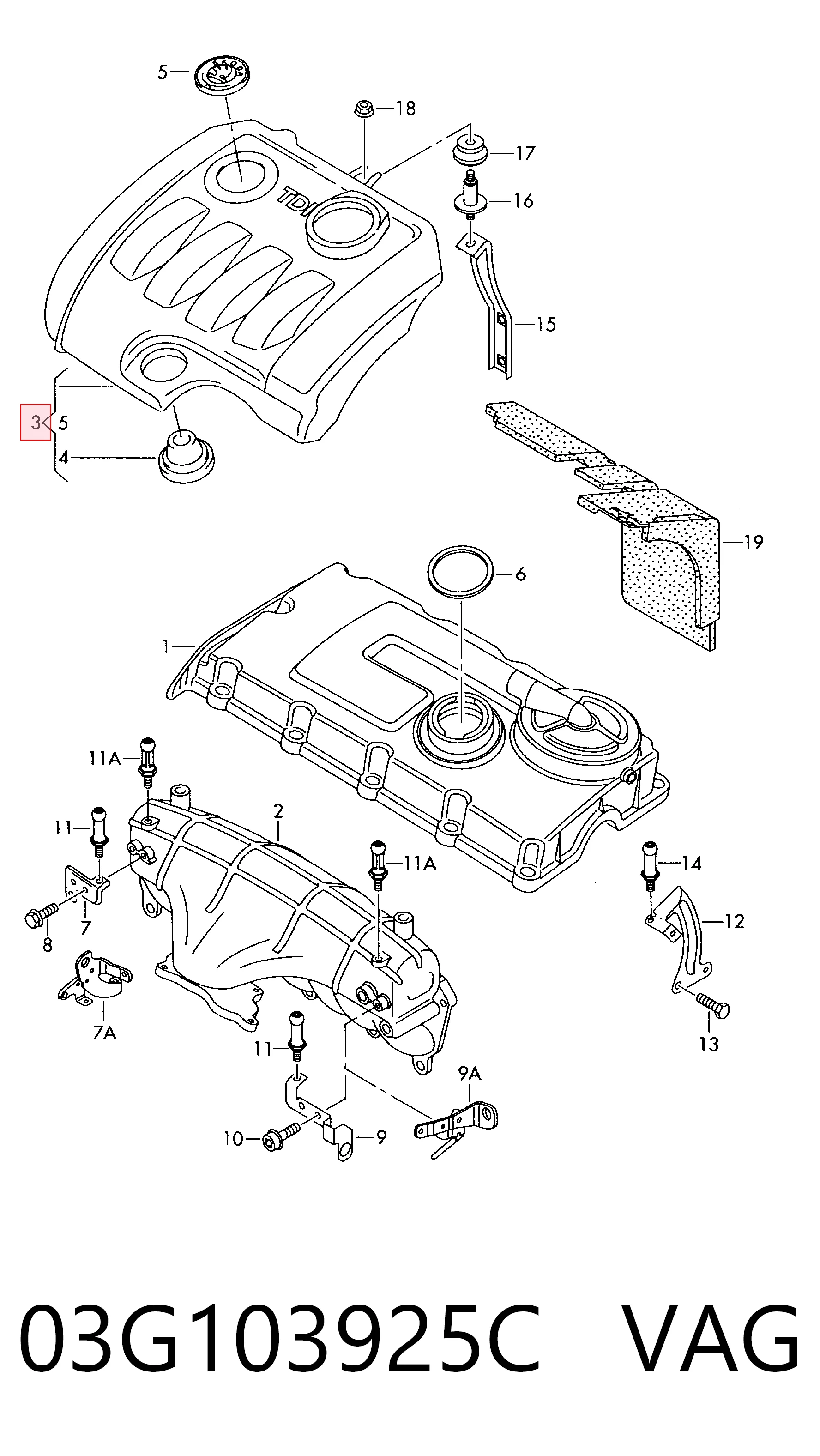 Tampa de motor decorativa para Skoda Octavia II A5 1Z3
