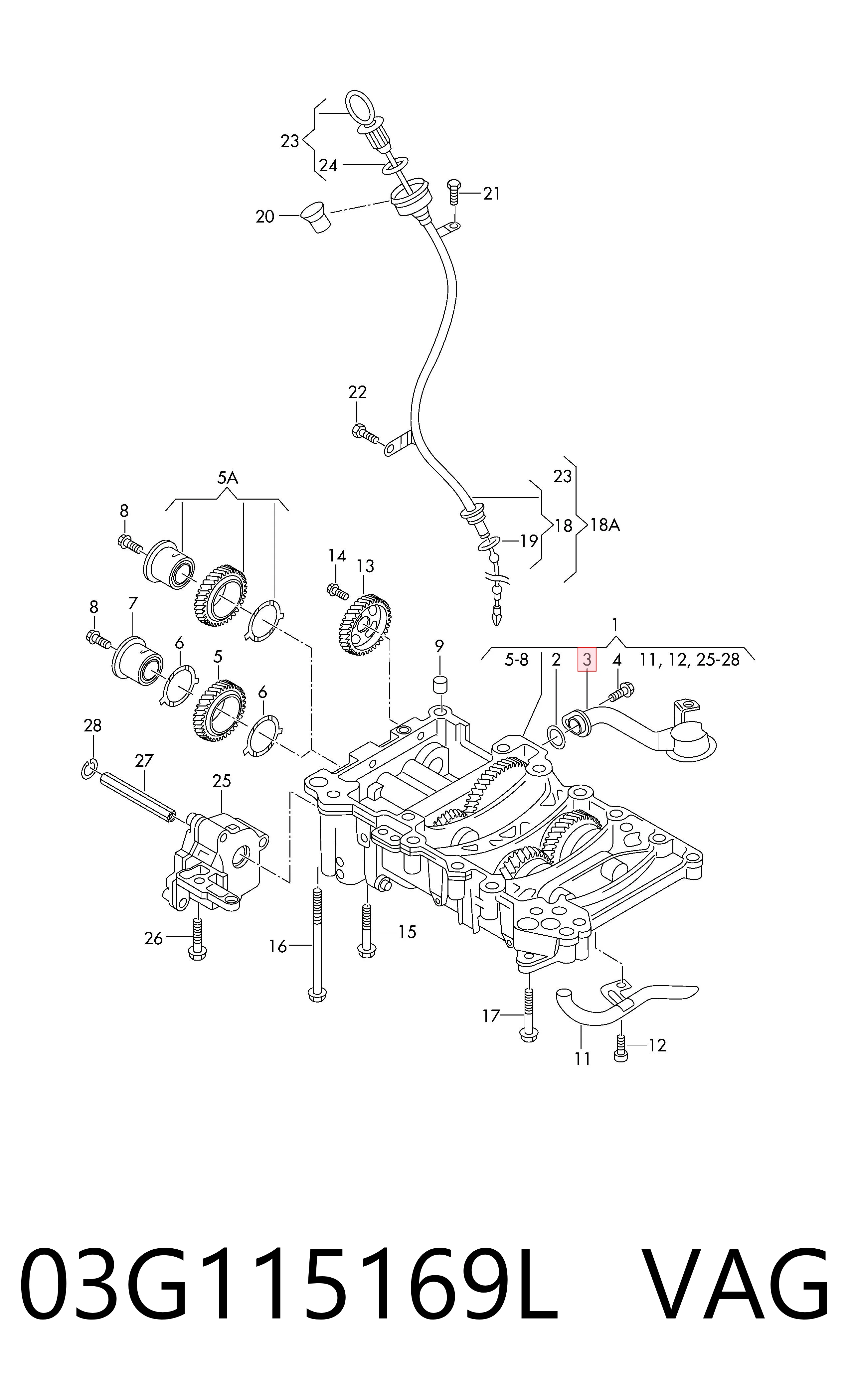Receptor de óleo (coletor de óleo) VAG 03G115169L preço, a partir de 34,60 USD