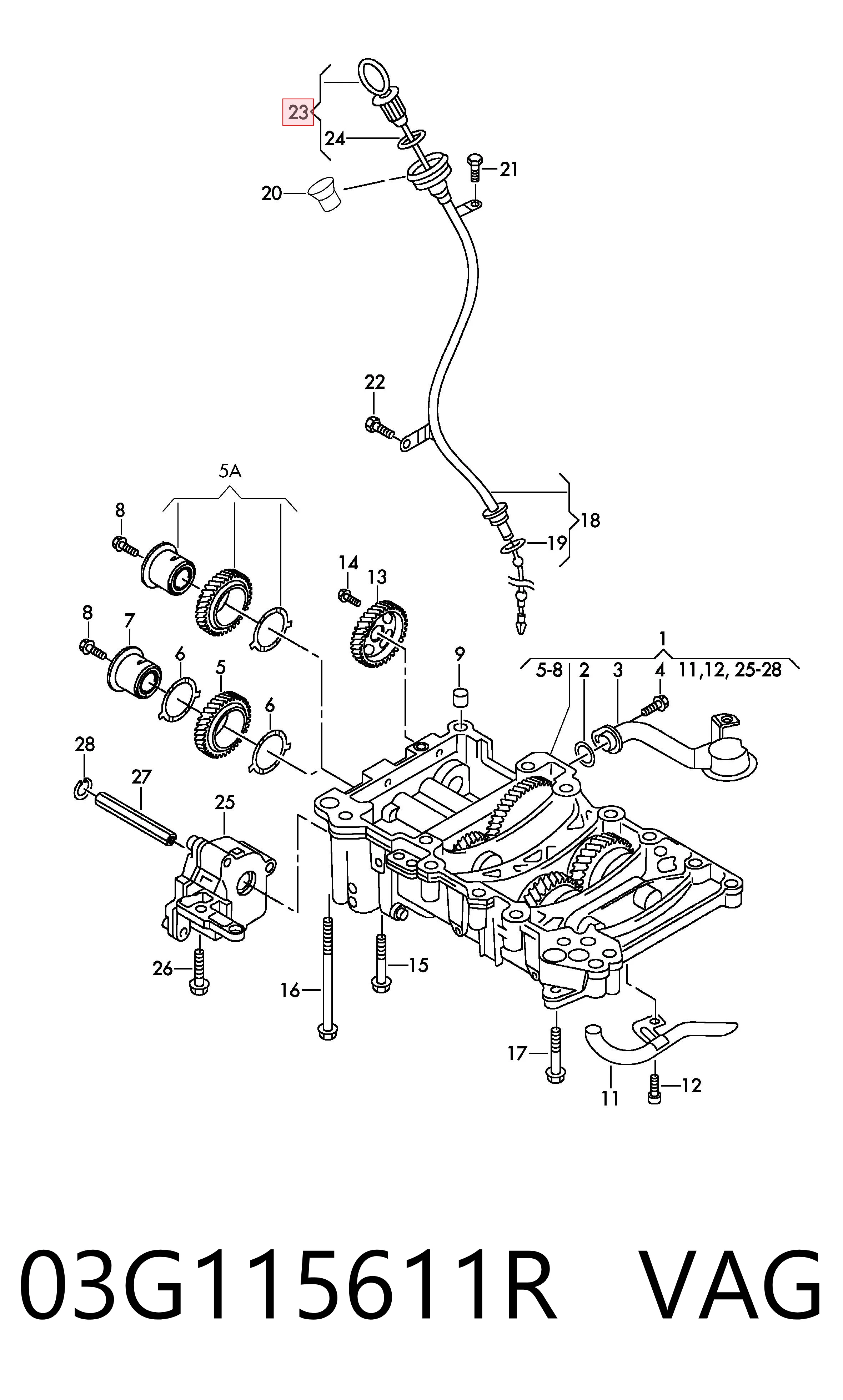 03G115611R VAG Sonda (indicador) do nível de óleo no motor
