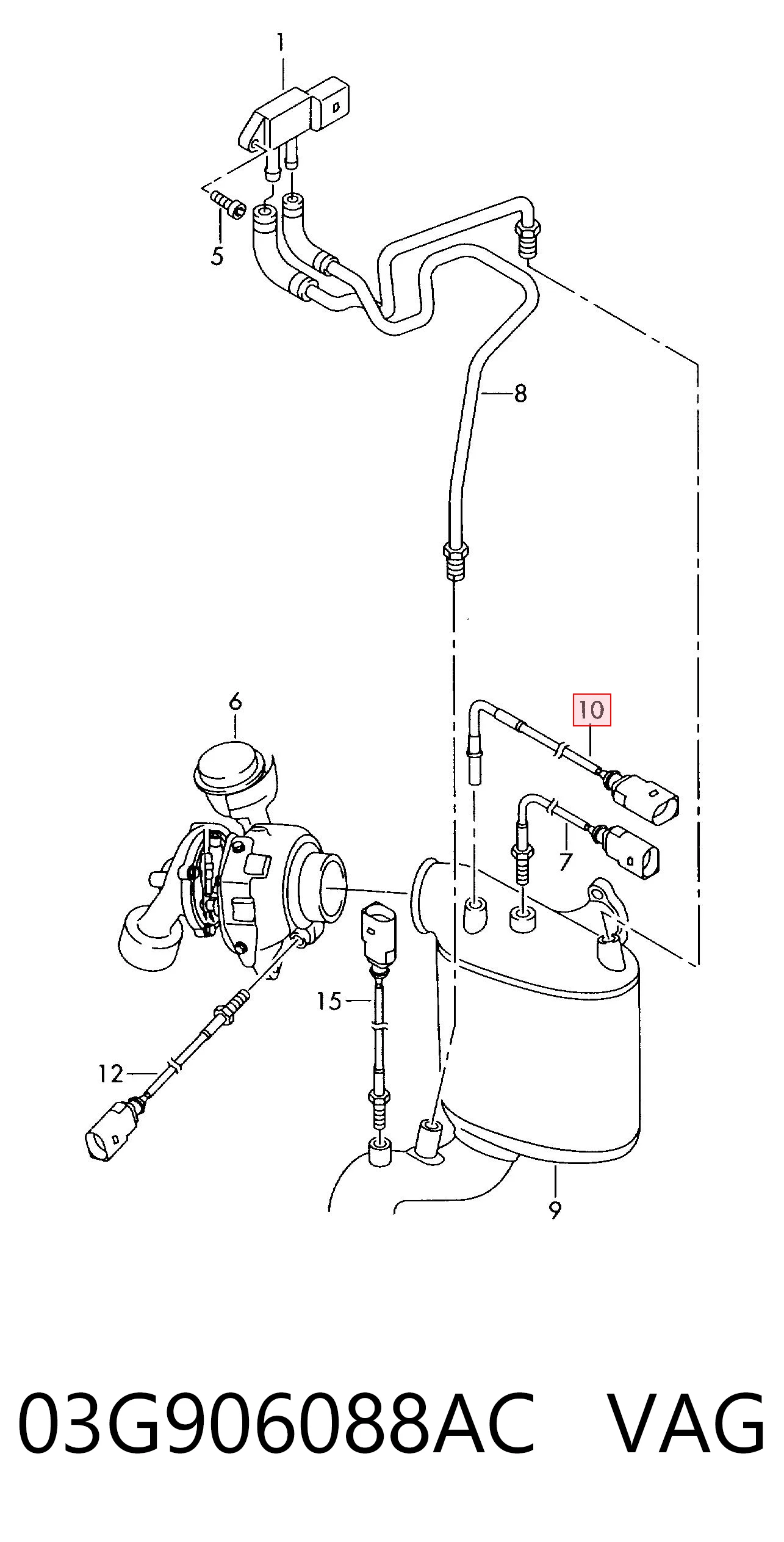 03G906088AC VAG Sensor de temperatura dos gases de escape (GE), antes de filtro de partículas diesel