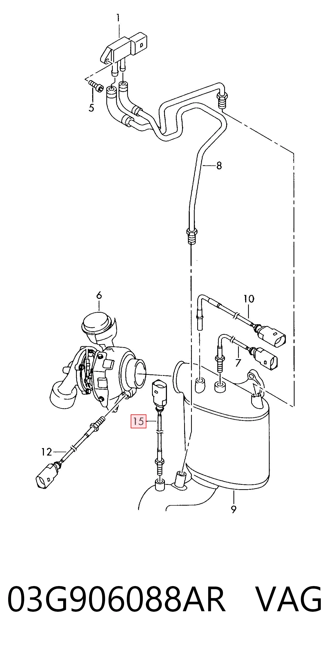 03G906088AR VAG Sensor de temperatura dos gases de escape (GE), depois de filtro de partículas diesel