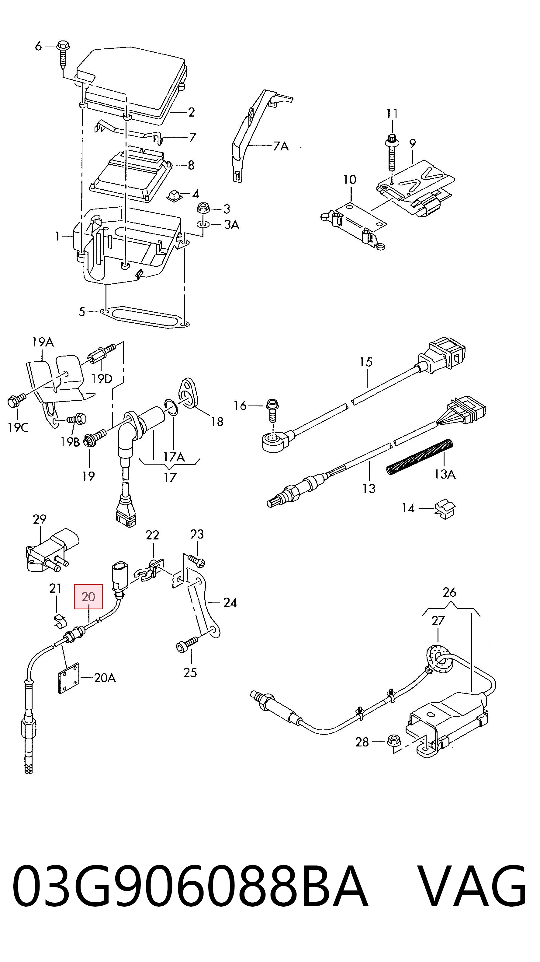 Sensor de temperatura dos gases de escape (GE), depois de filtro de partículas diesel VAG 03G906088BA preço, a partir de 80,02 USD