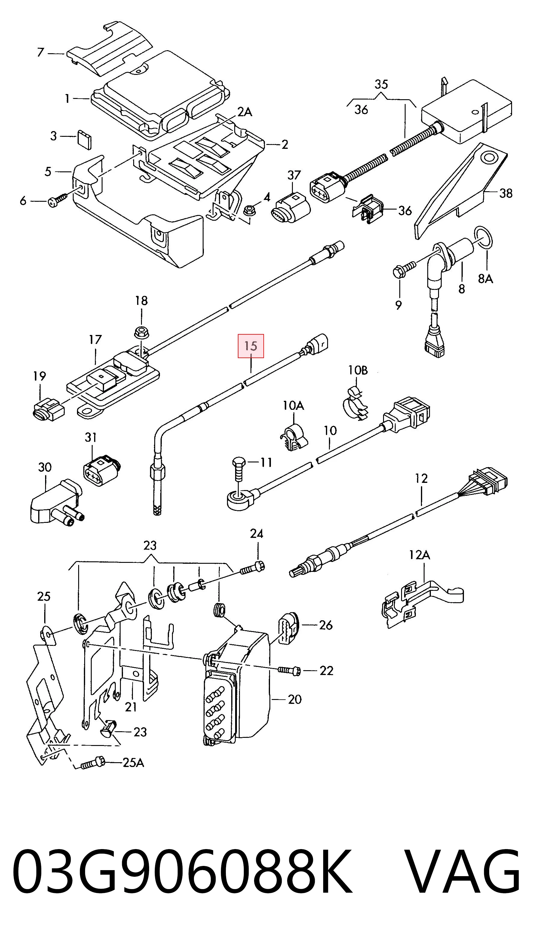 03G906088K VAG Sensor de temperatura dos gases de escape (GE), antes de filtro de partículas diesel
