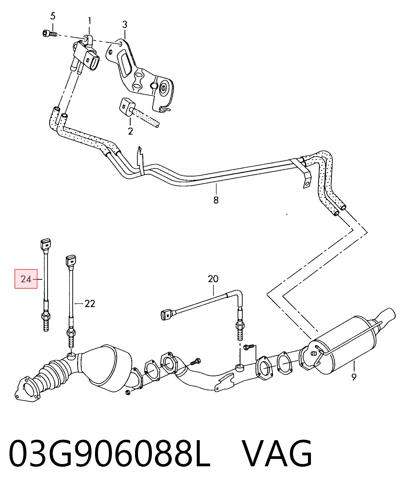 03G906088L VAG Sensor de temperatura dos gases de escape (GE), antes de turbina