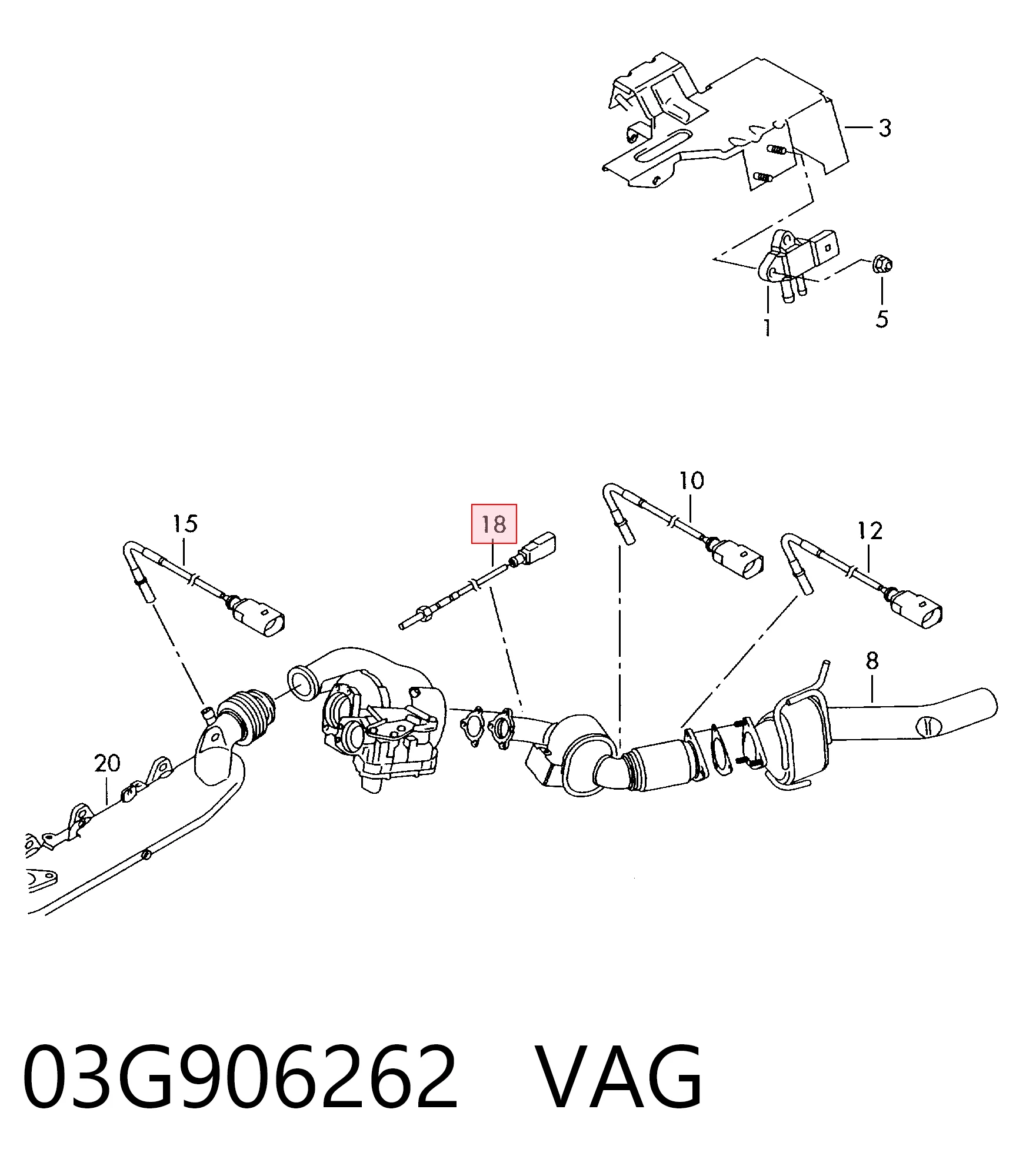 03G906262 VAG Sonda lambda, sensor de oxigênio até o catalisador