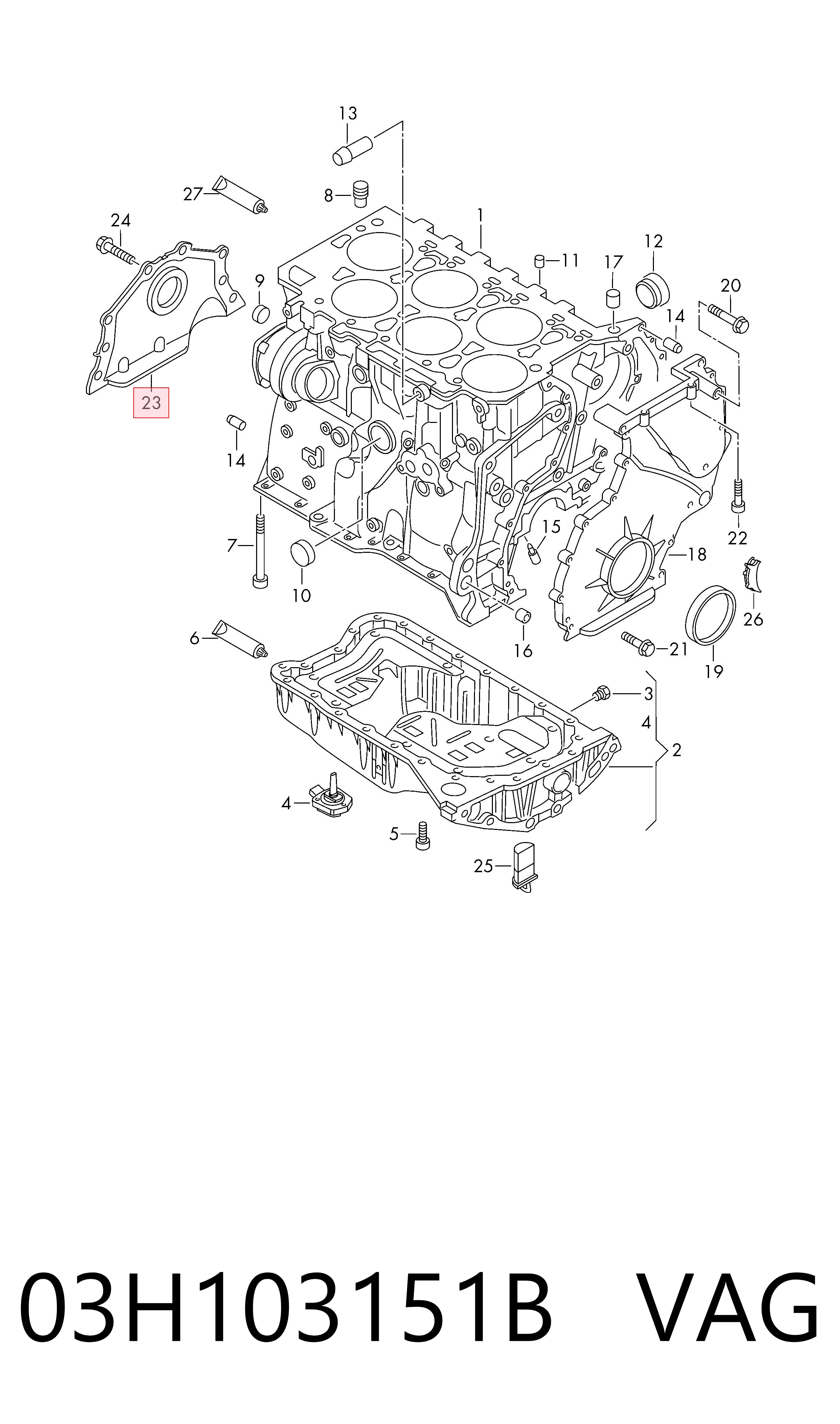 03H103151B VAG Tampa de motor dianteira