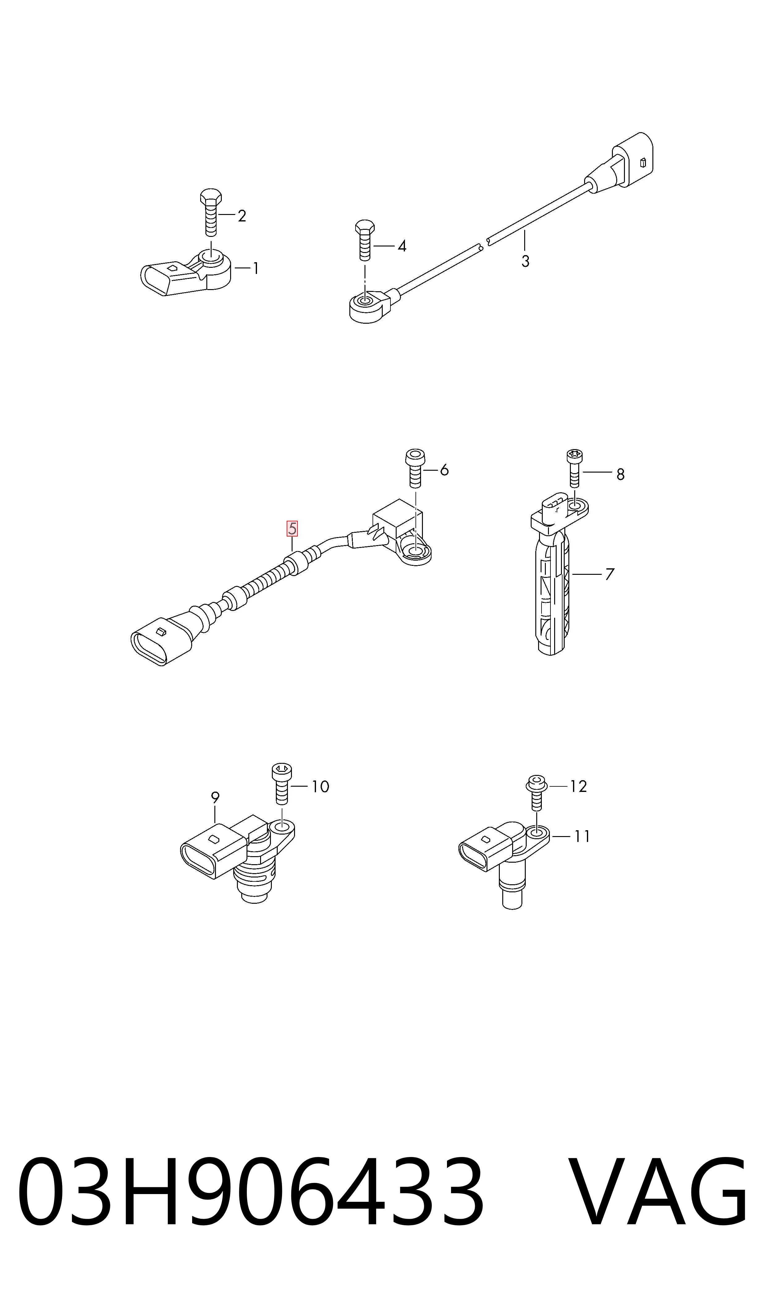 03H906433 VAG Sensor de posição (de revoluções) de cambota