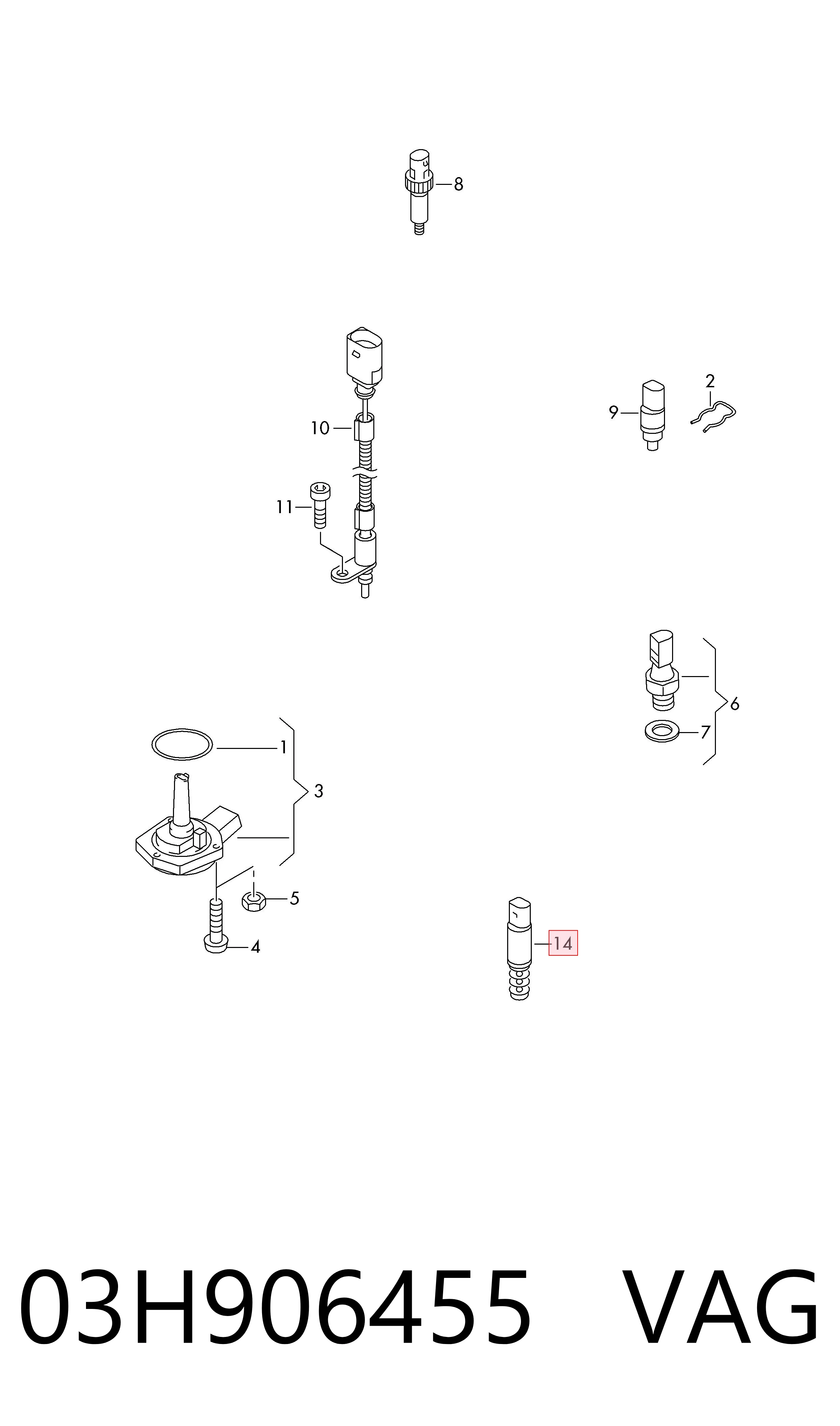 Compre 03H906455 VAG Válvula eletromagnética de posição (de fases) da árvore distribuidora