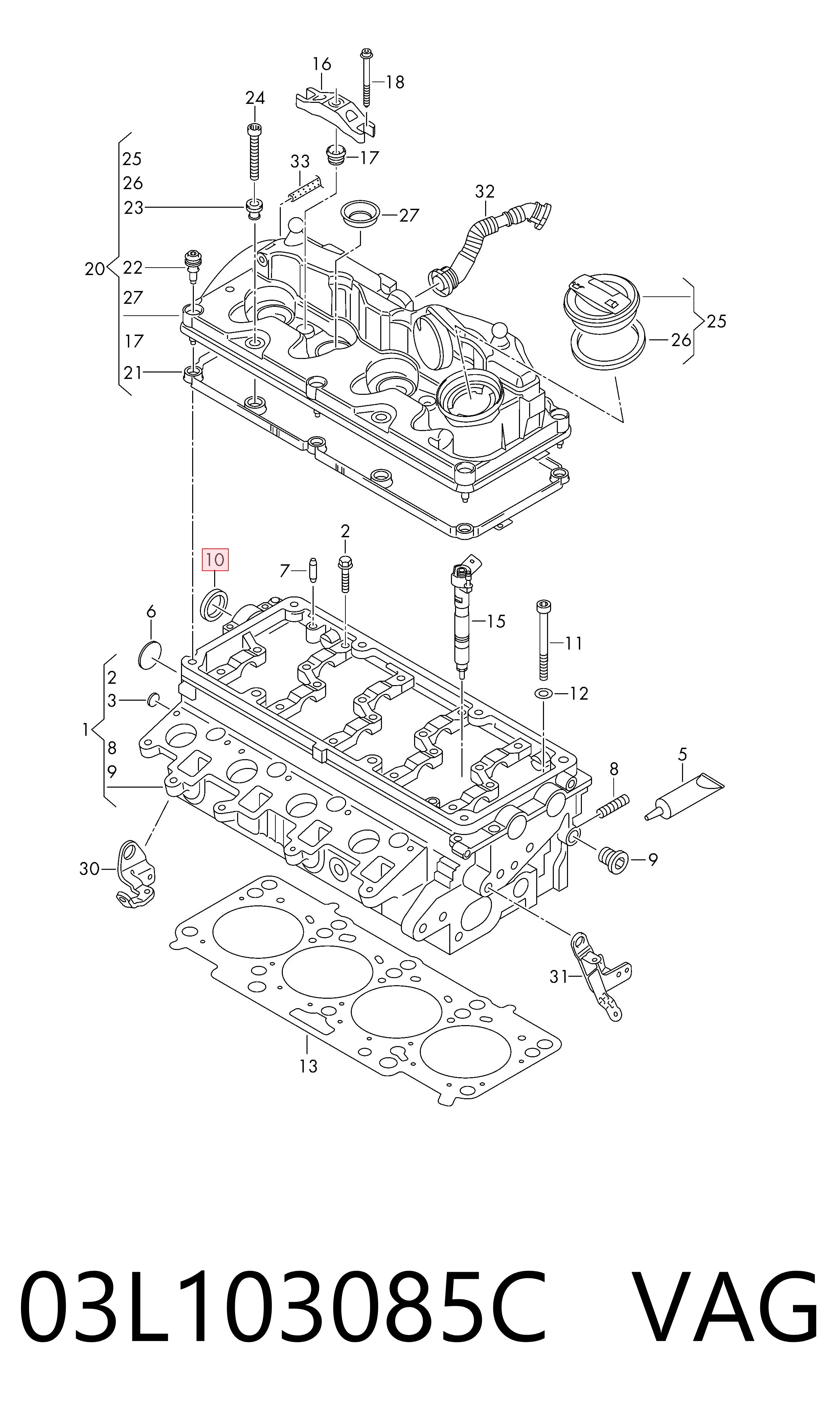 03L103085C VAG Vedação da árvore distribuidora de motor