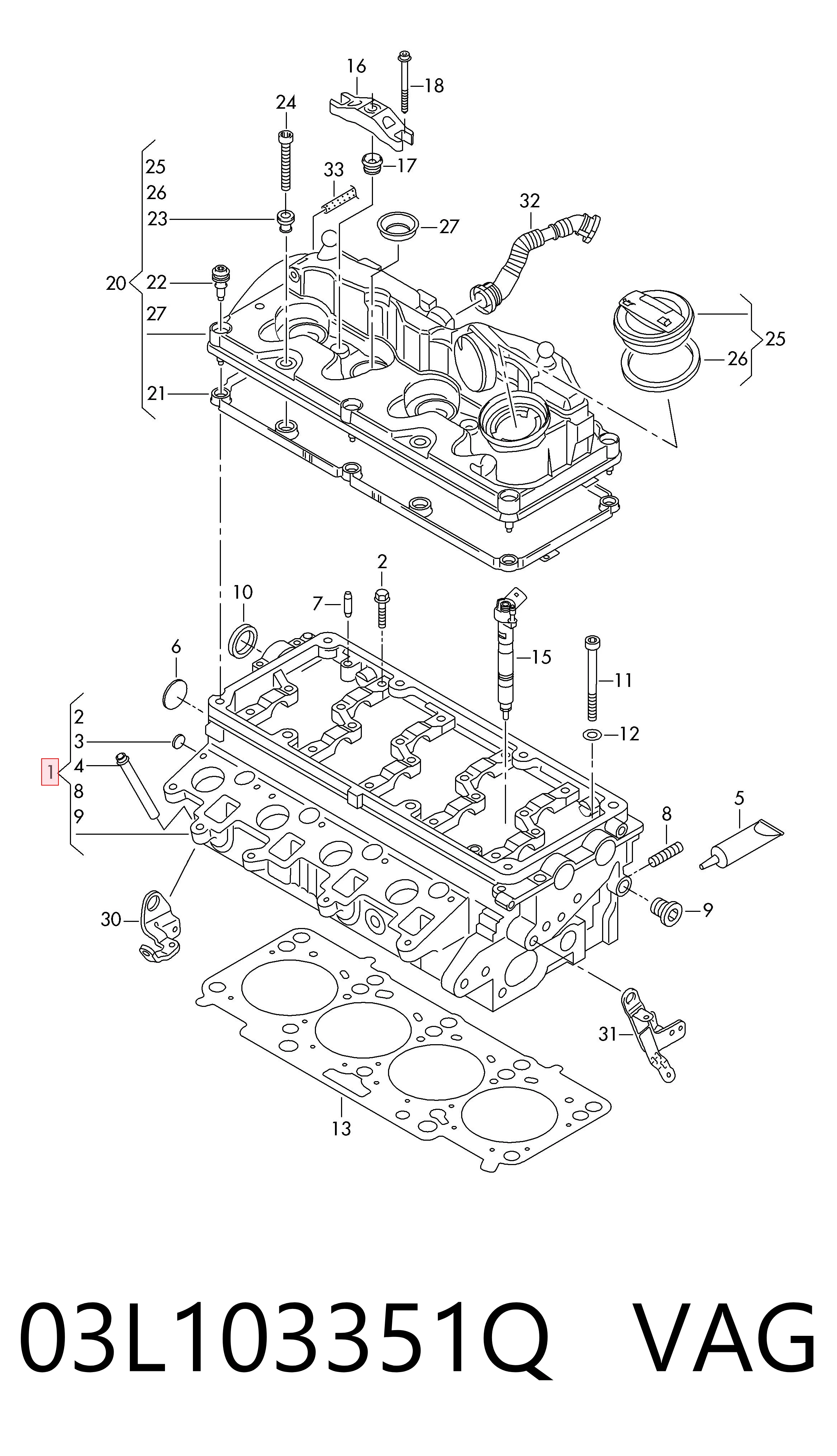 Cabeça de motor (CBC) para Volkswagen Crafter 2E, 2EE, 2EK