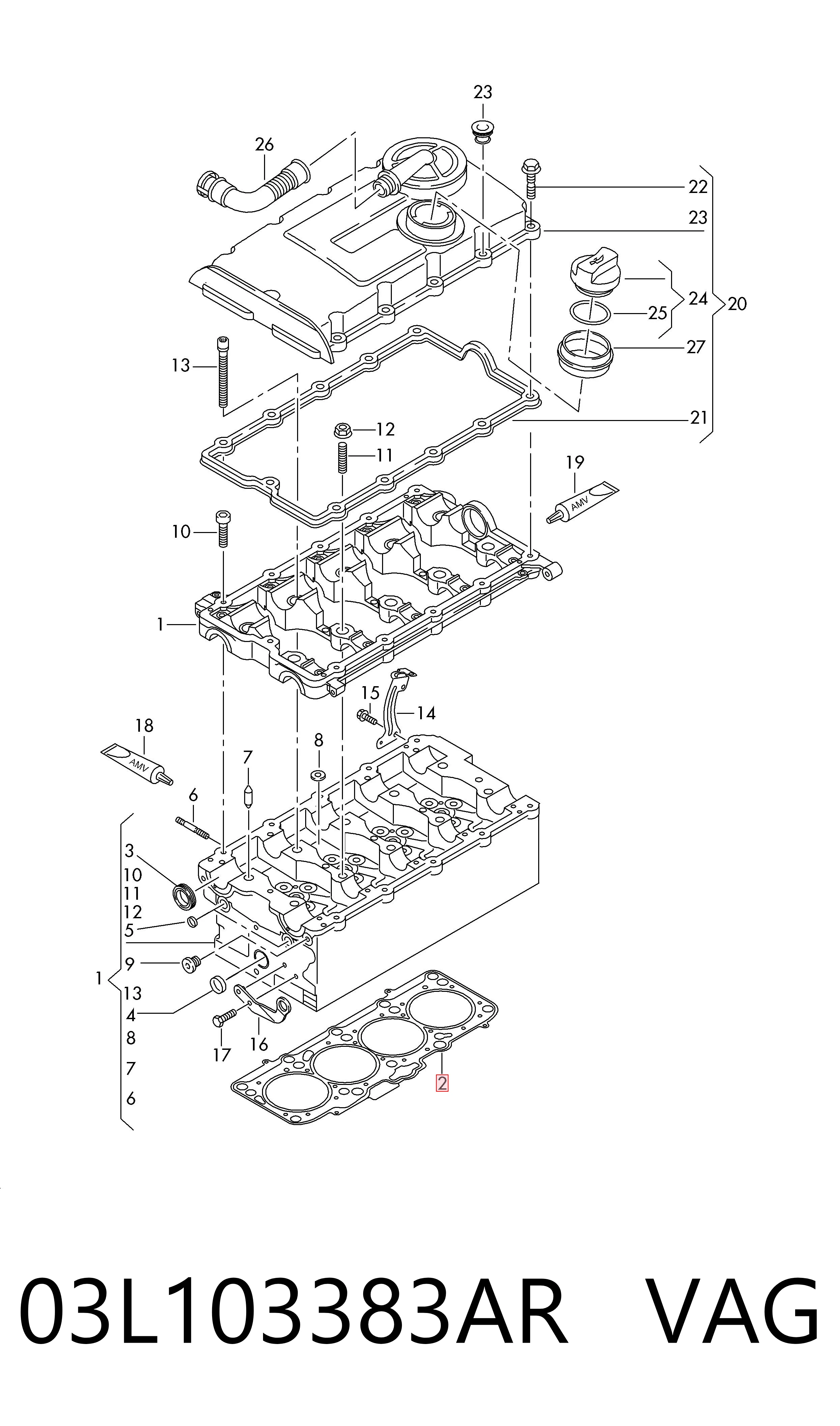 03L103383AR VAG Vedante de cabeça de motor (CBC)