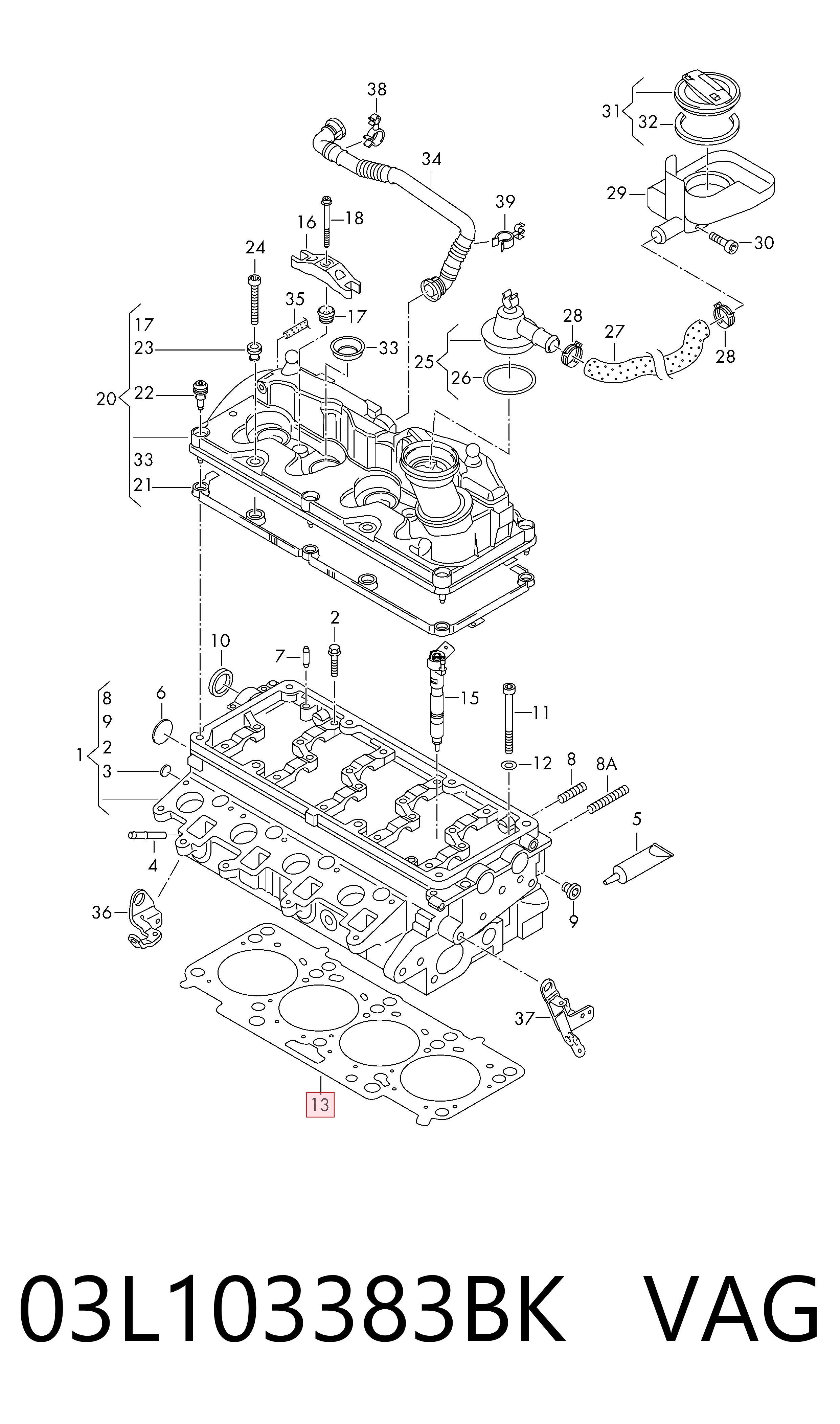 Vedante de cabeça de motor (CBC) VAG 03L103383BK preço, a partir de 74,35 USD
