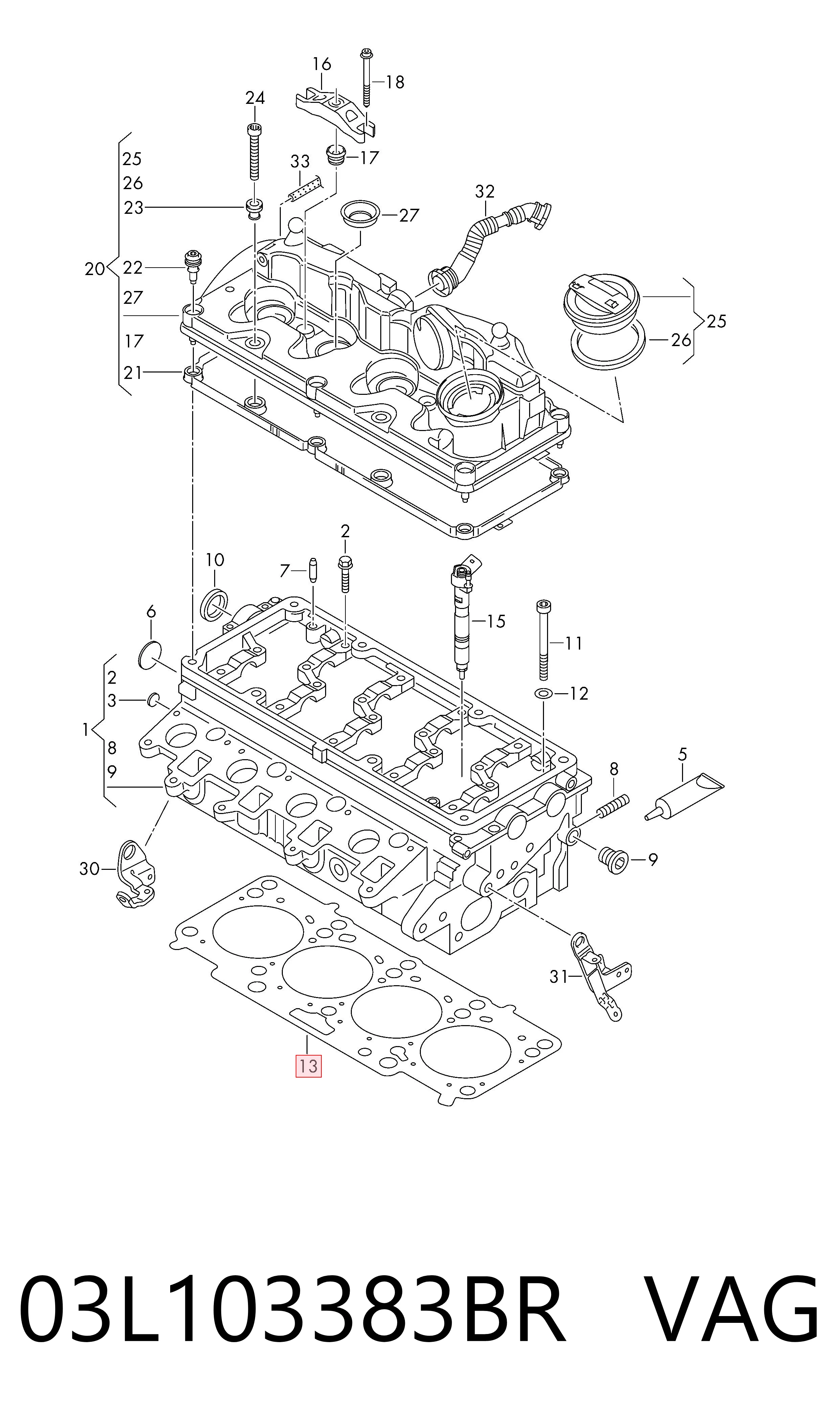 03L103383BR VAG Vedante de cabeça de motor (CBC)