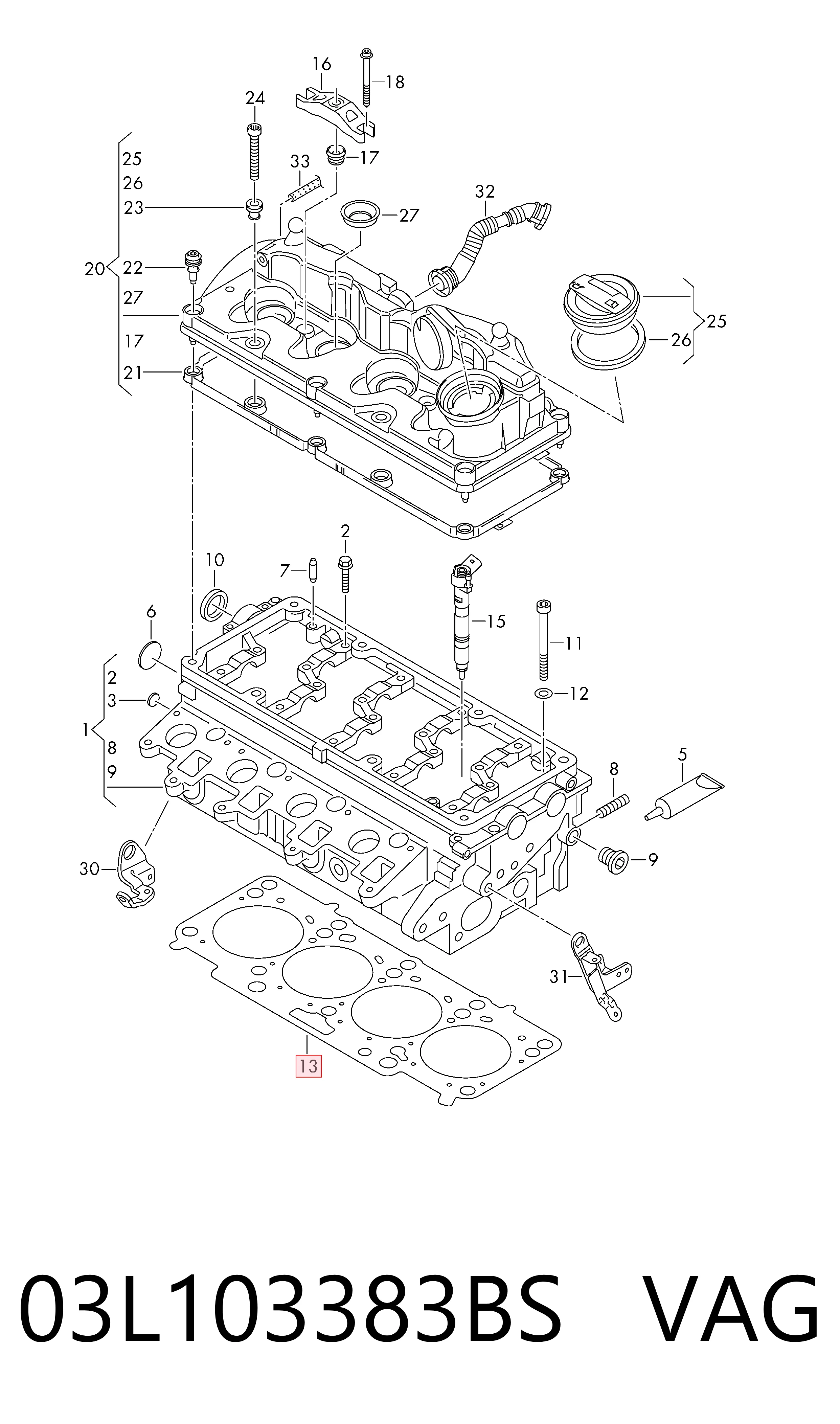 Vedante de cabeça de motor (CBC) VAG 03L103383BS preço, a partir de 59,69 USD