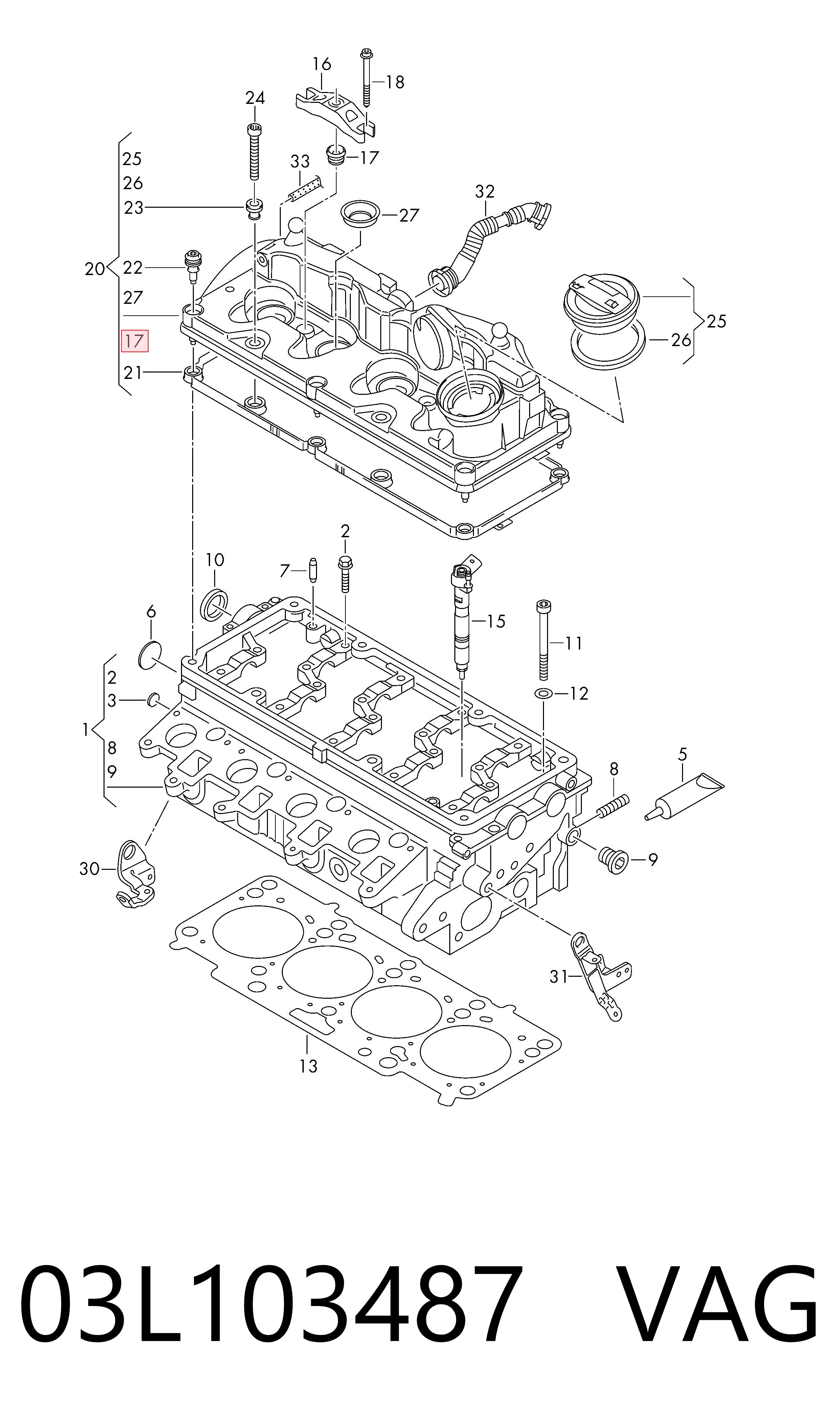 Vedante da tampa de válvulas de motor, anel VAG 03L103487 preço, a partir de 2,93 USD