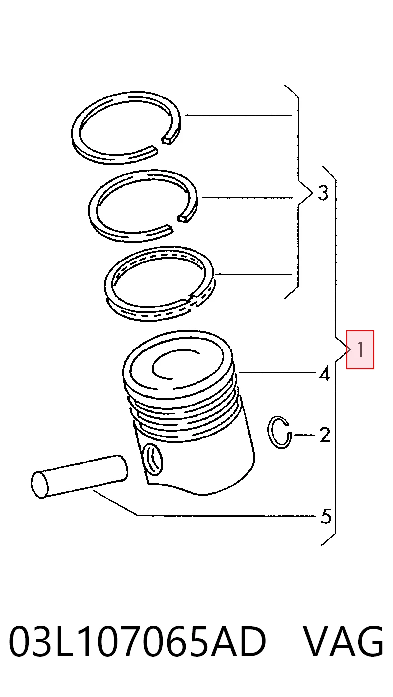 03L107065AD VAG Pistão do kit para 1 cilindro, STD