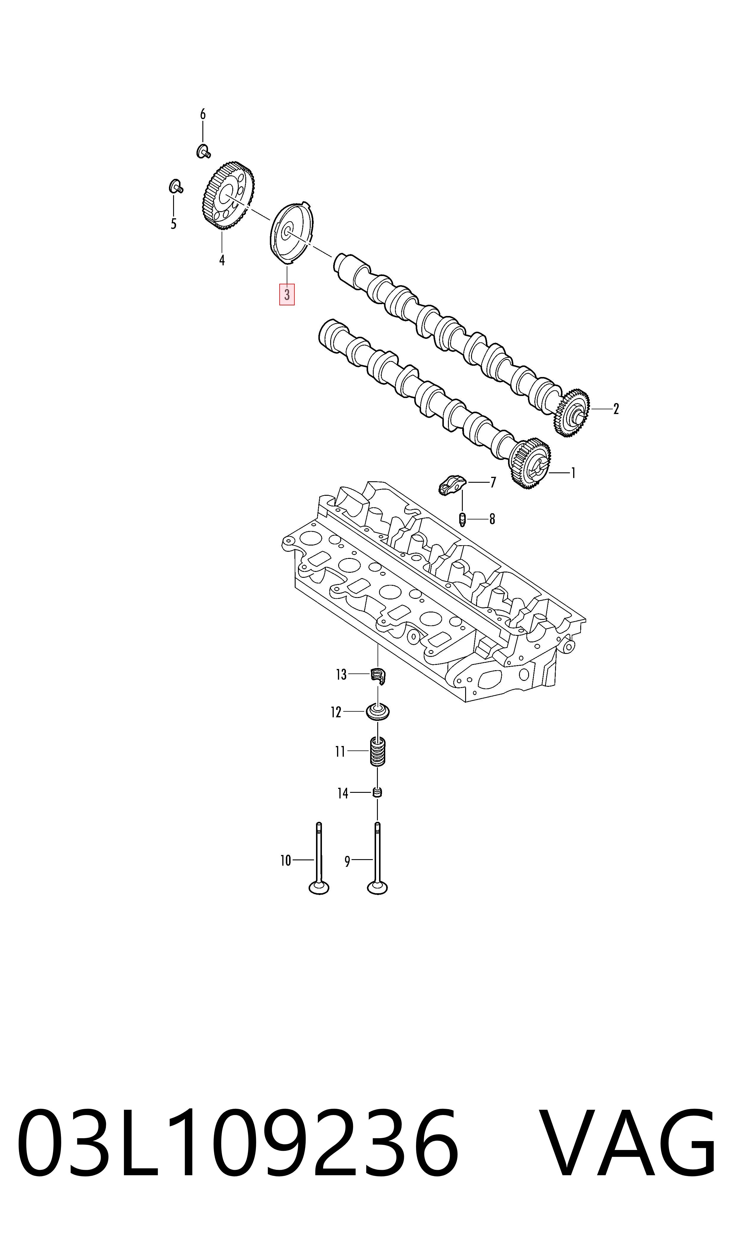 Flange de engrenagem da árvore distribuidora VAG 03L109236