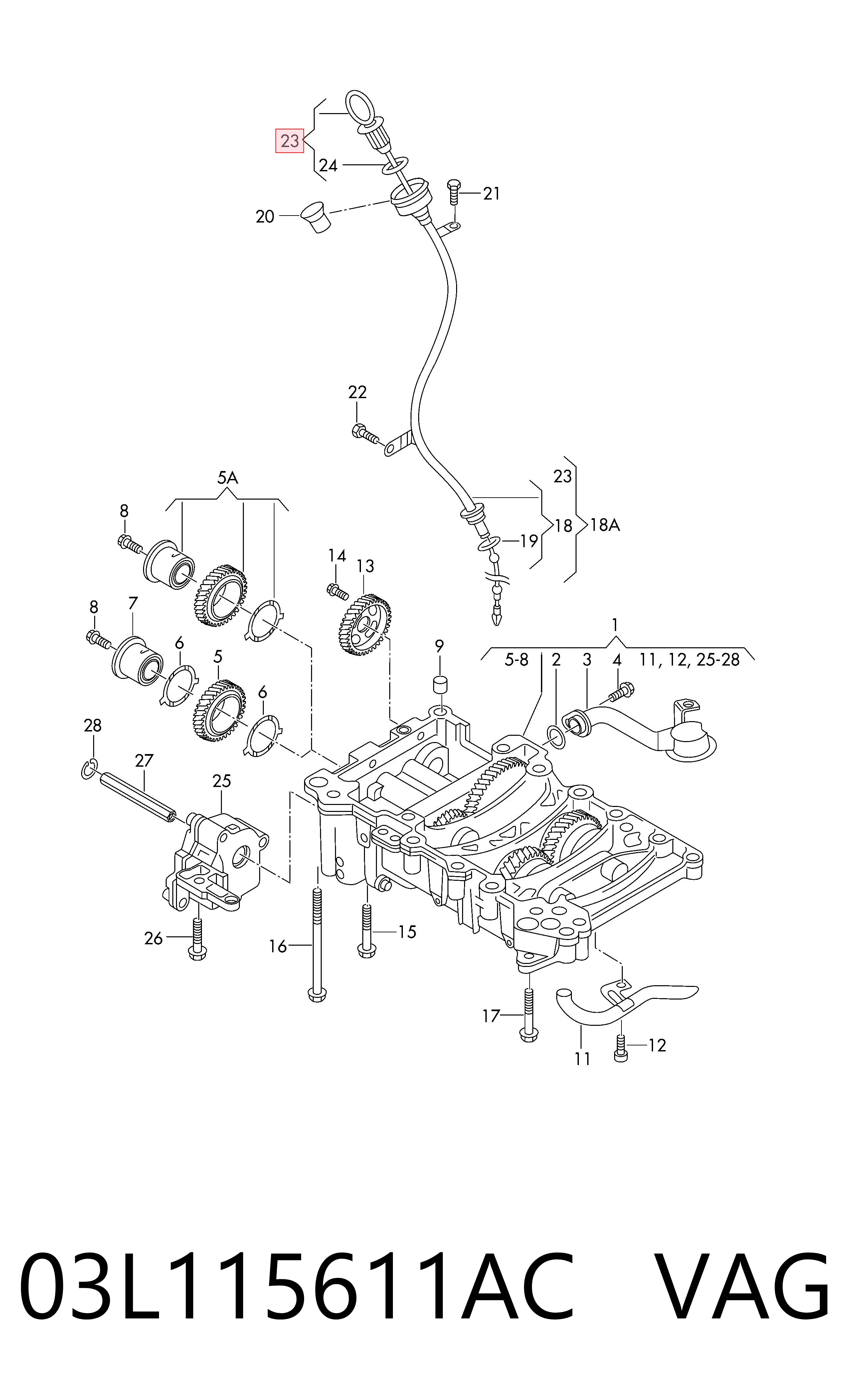 03L115611AC VAG Sonda (indicador) do nível de óleo no motor