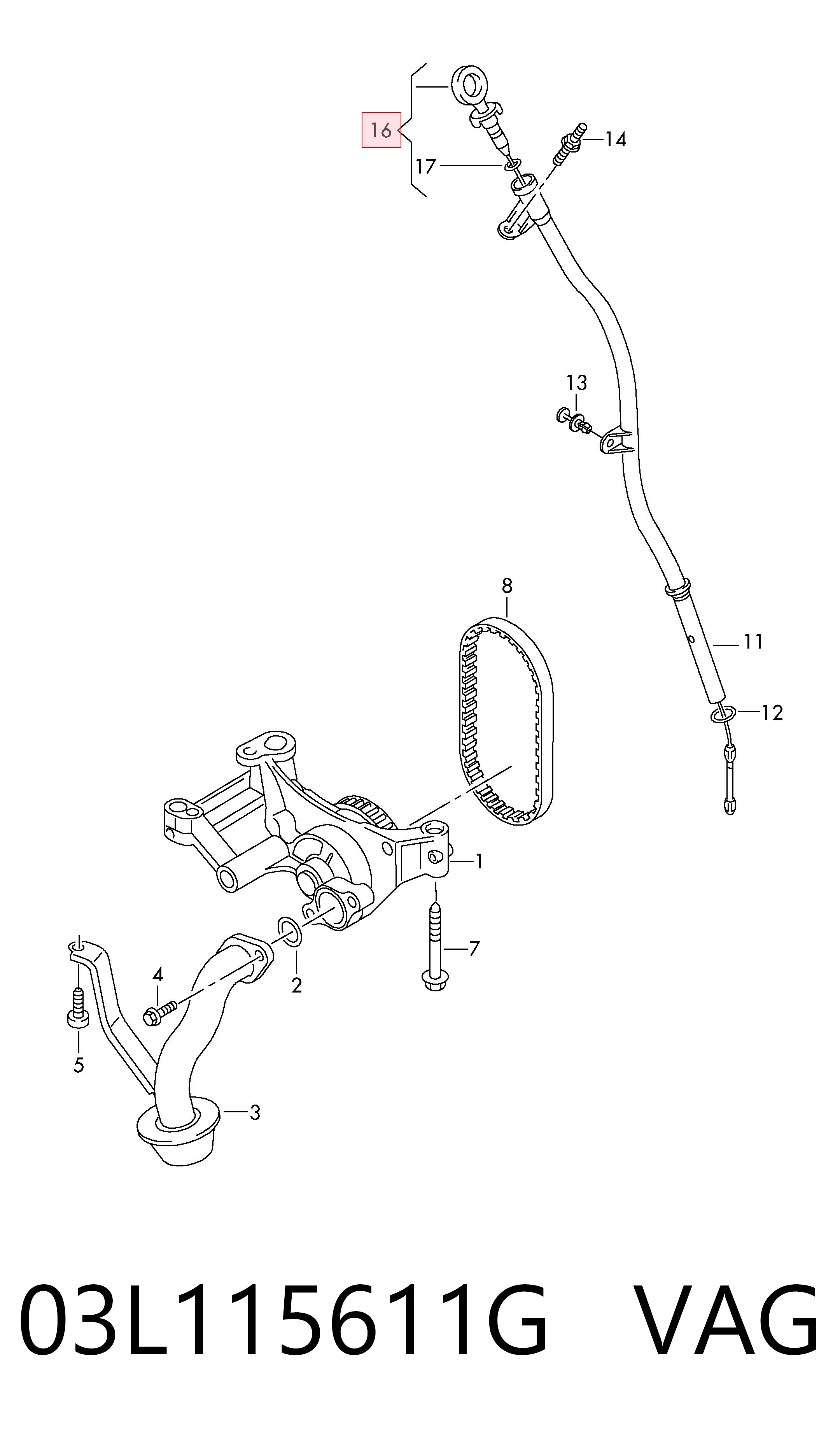 03L115611G VAG Sonda (indicador) do nível de óleo no motor