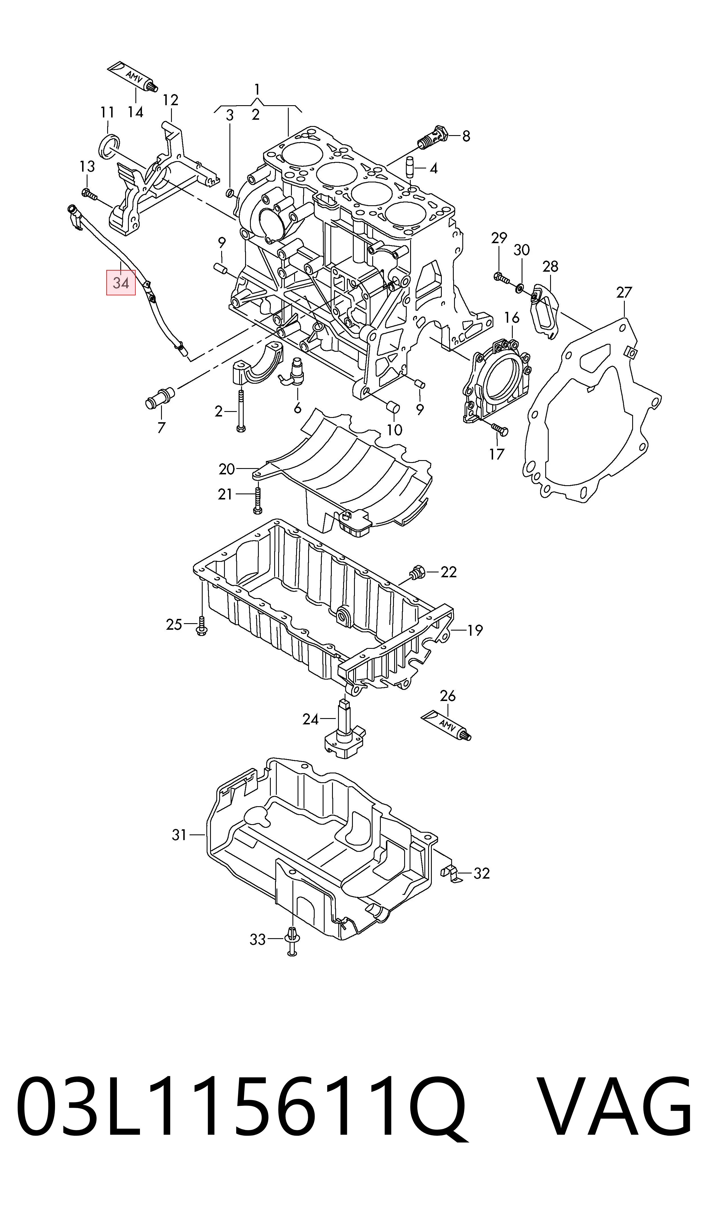 03L115611Q VAG Sonda (indicador) do nível de óleo no motor