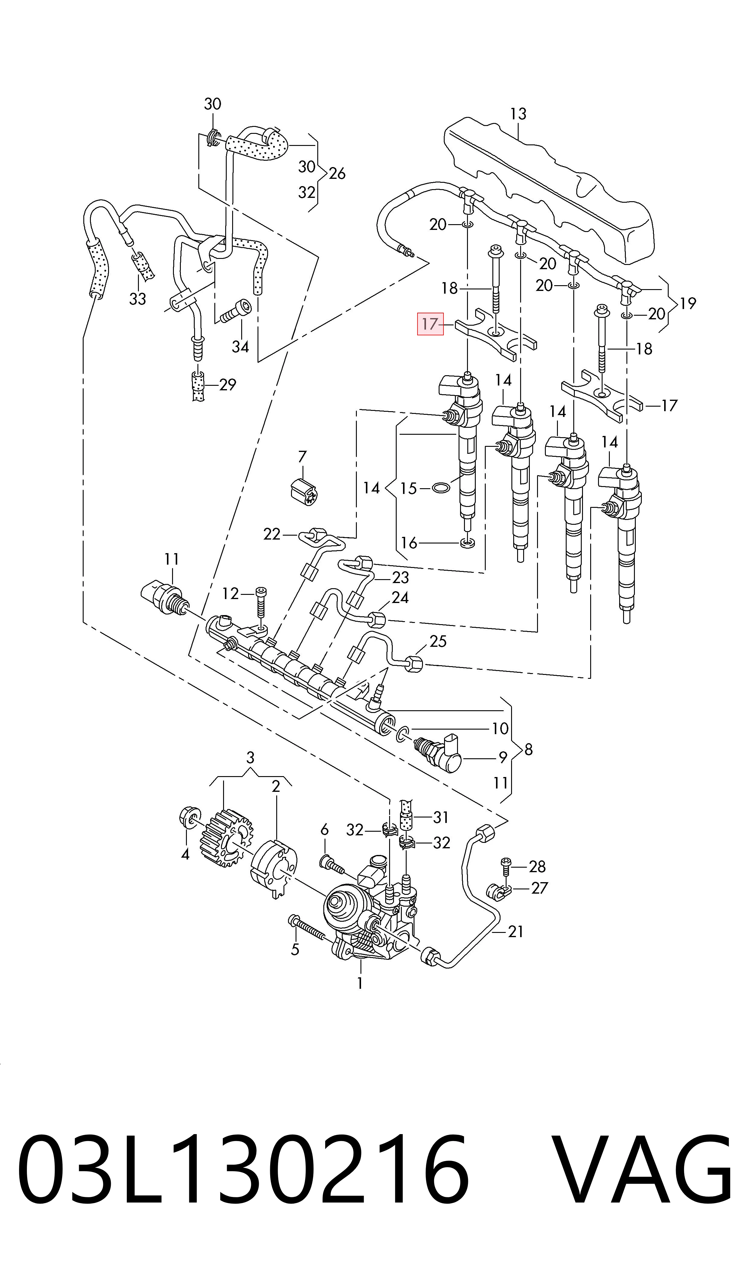 Consola de fixação do injetor VAG 03L130216 preço, a partir de 32,77 USD