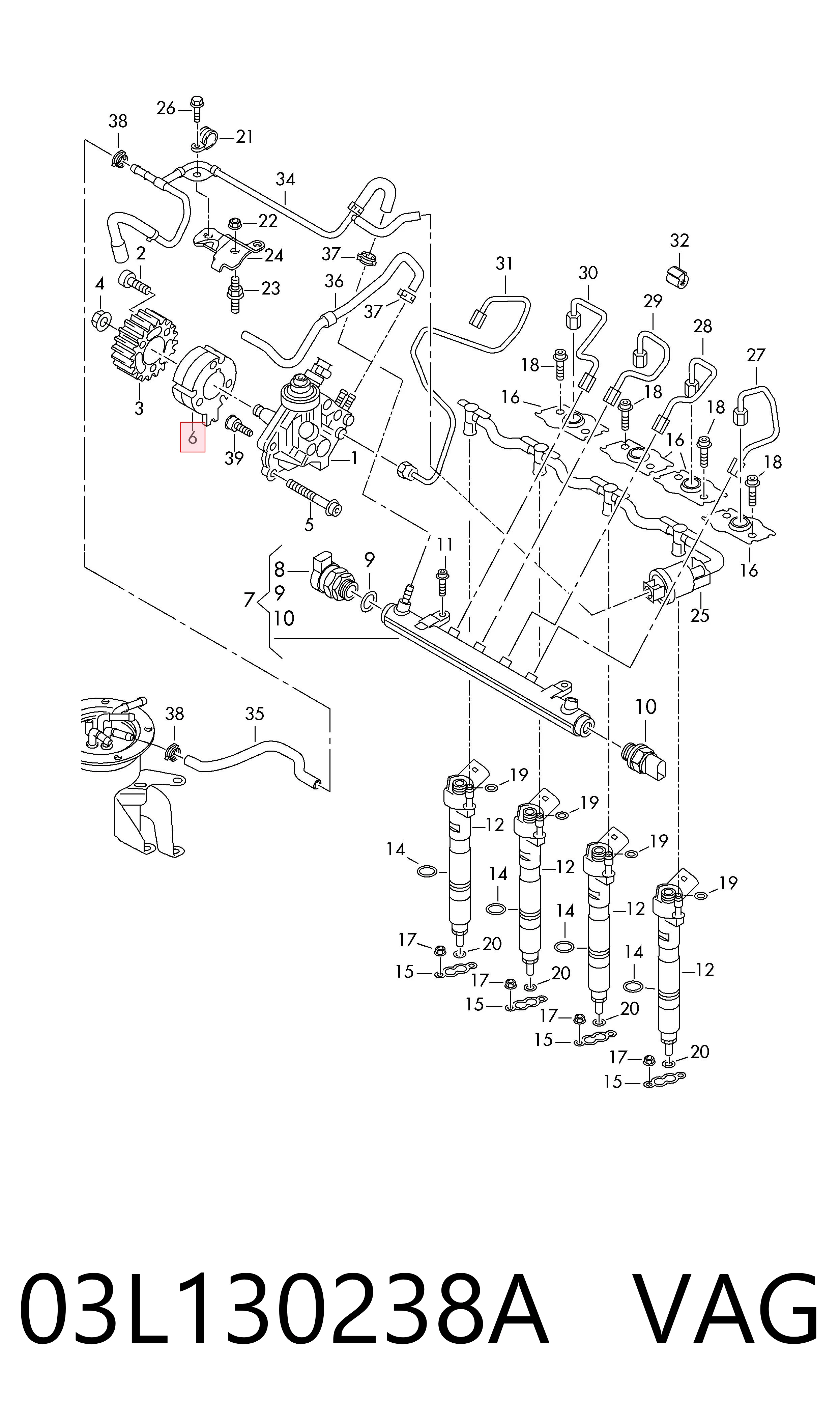 03L130238A VAG Flange de engrenagem da árvore distribuidora